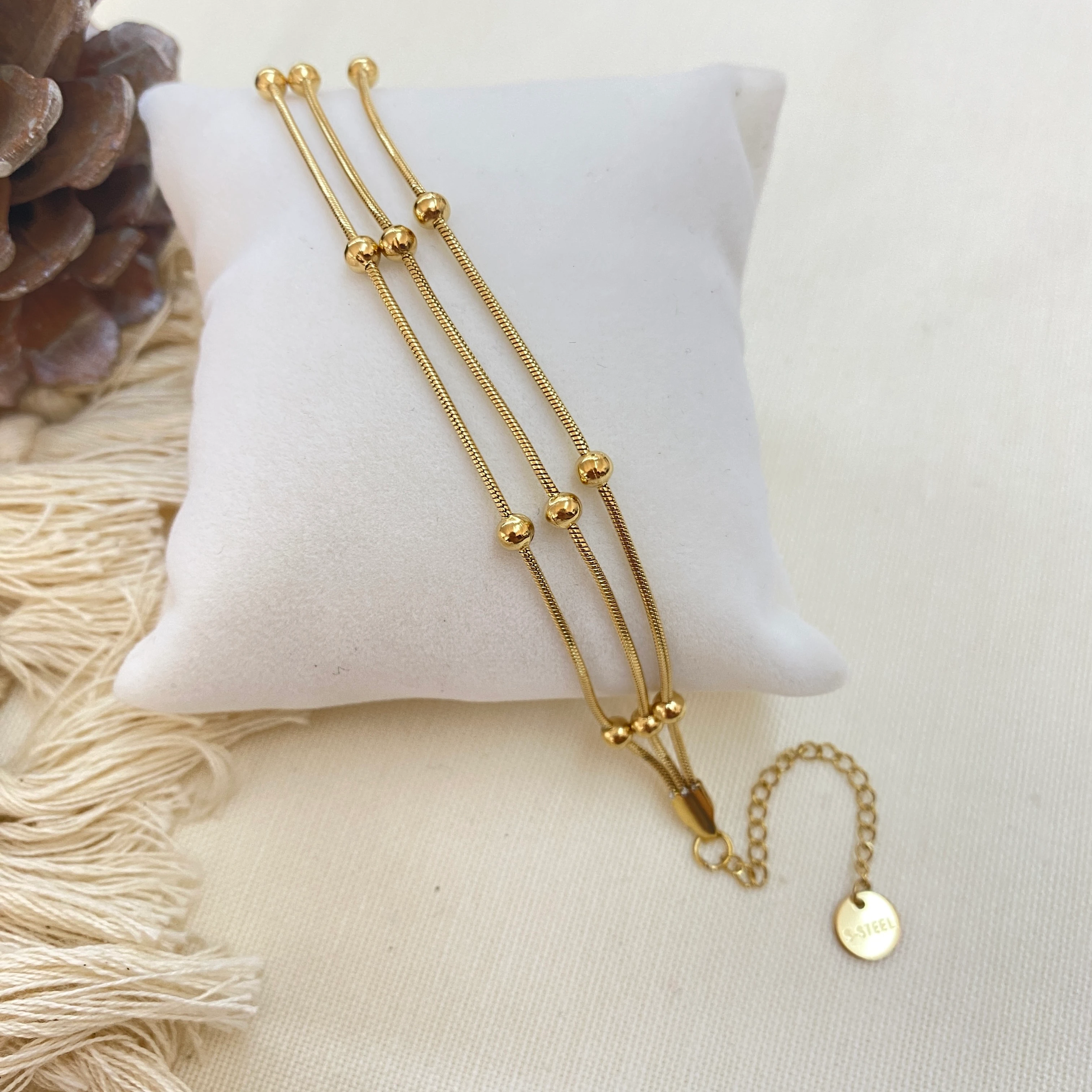 Dorika Bileklik Hasır Üçlü Zincir 316 L Paslanmaz Çelik