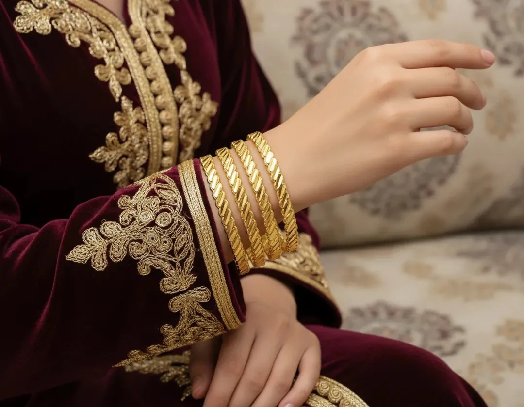 22 Ayar Altın Kaplama Burma Bilezik 3 Telli Adana Burması İmitasyon Bilezik (1 Adet)