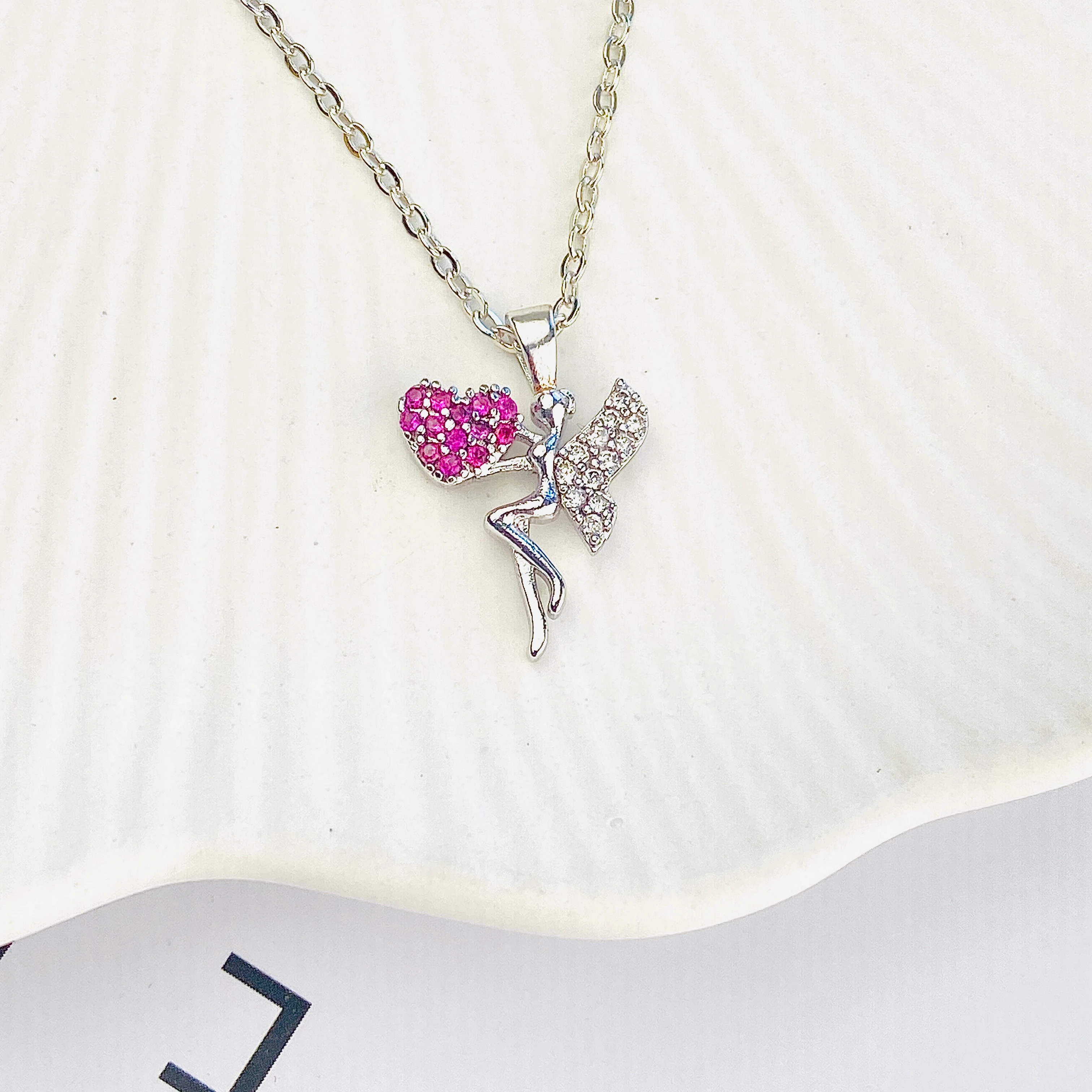 Peri Kadın Kolye Peri Kızı Zirkon Taşlı Silver Kolye 45cm