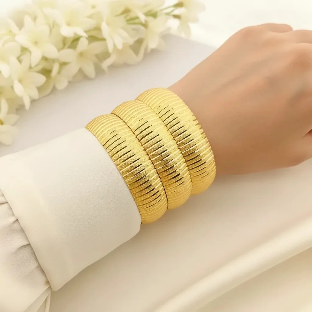 22 Ayar Altın Kaplama Bilezik Düz Çizgi Kadın İmitasyon Bilezik 1.5cm (1 Adet)