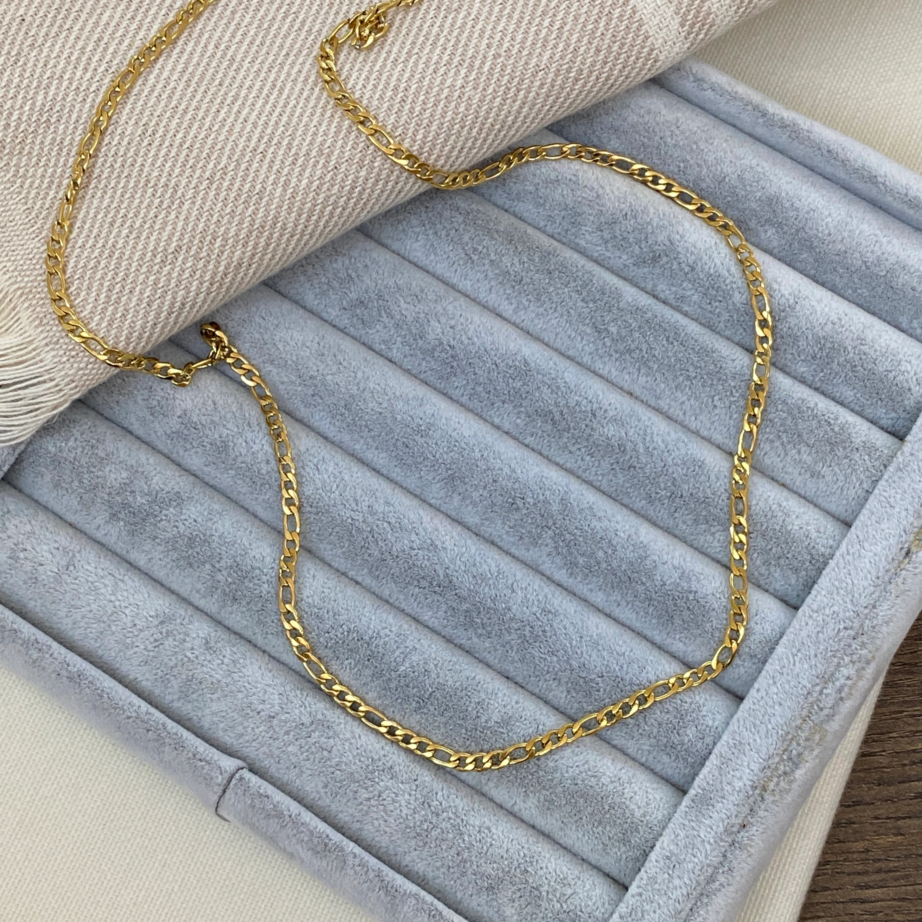 Figaro Model Yassı Unisex Zincir Kolye Yüksek Kalite 4 mm 60+5 cm