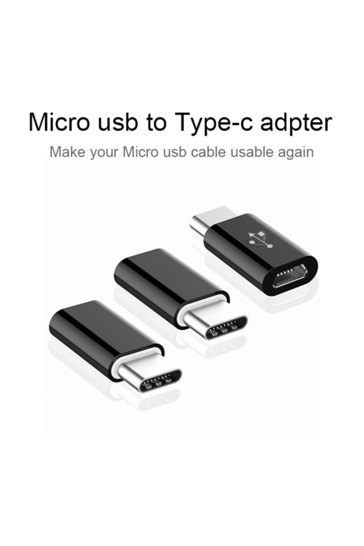 Micro Usb To Type-c 3.1 Dönüştürücü Çevirici Şarj Adaptörü Siyah