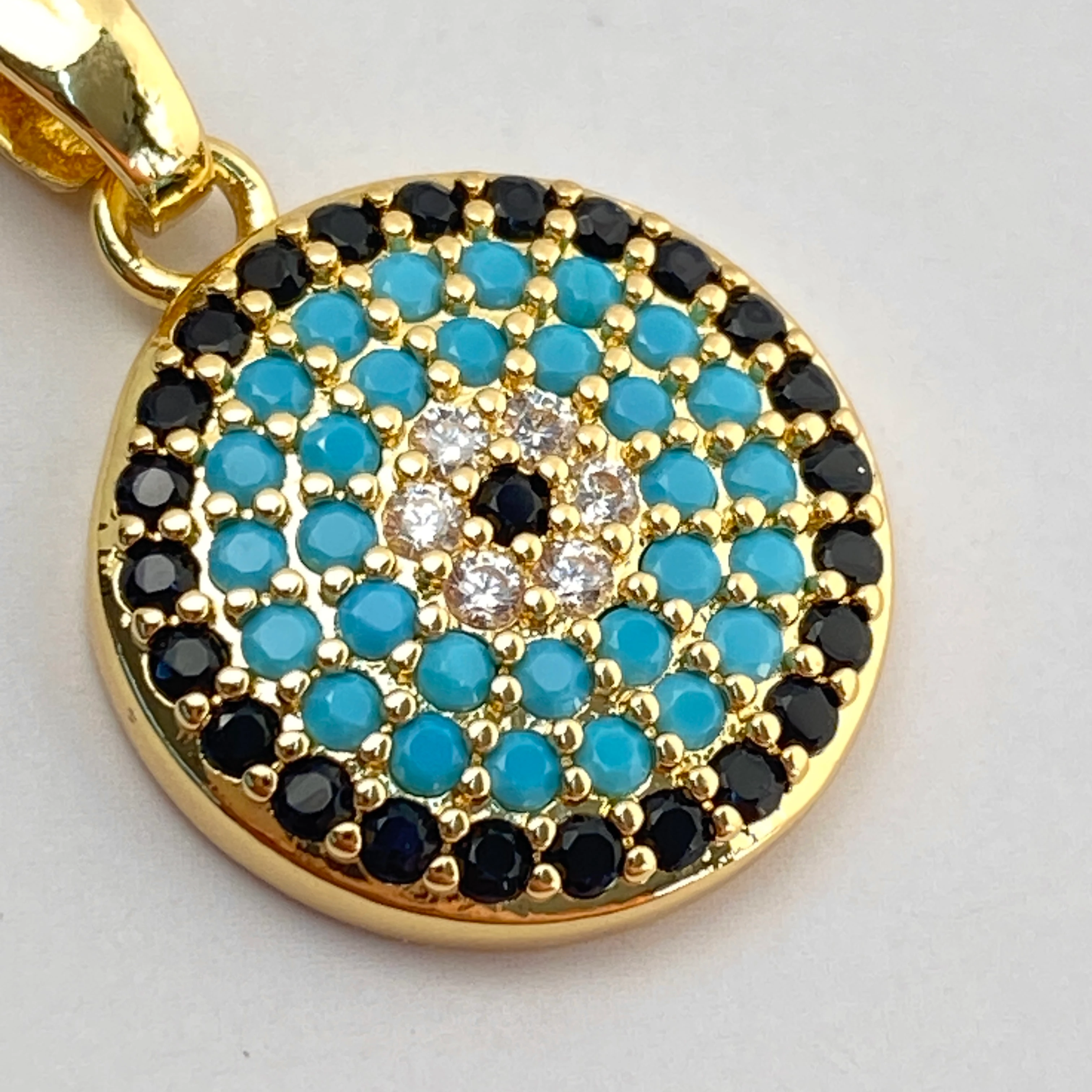 Nazar Boncuklu Kolye Kuyumcu Model Kolye Çelik 14 Ayar Gold 45cm