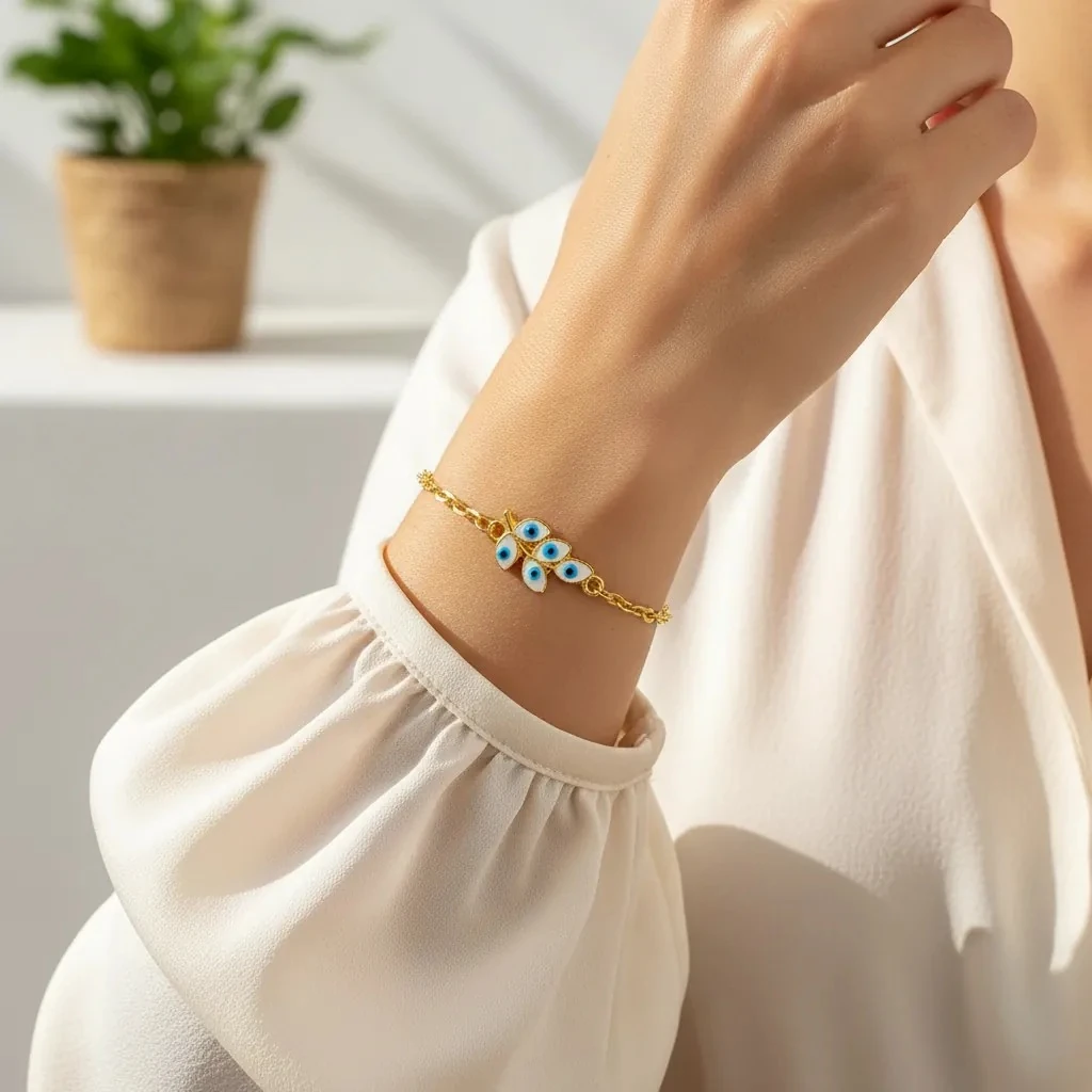 Mineli Bileklik Yaprak Bileklik Pirinç Gold 17+5cm