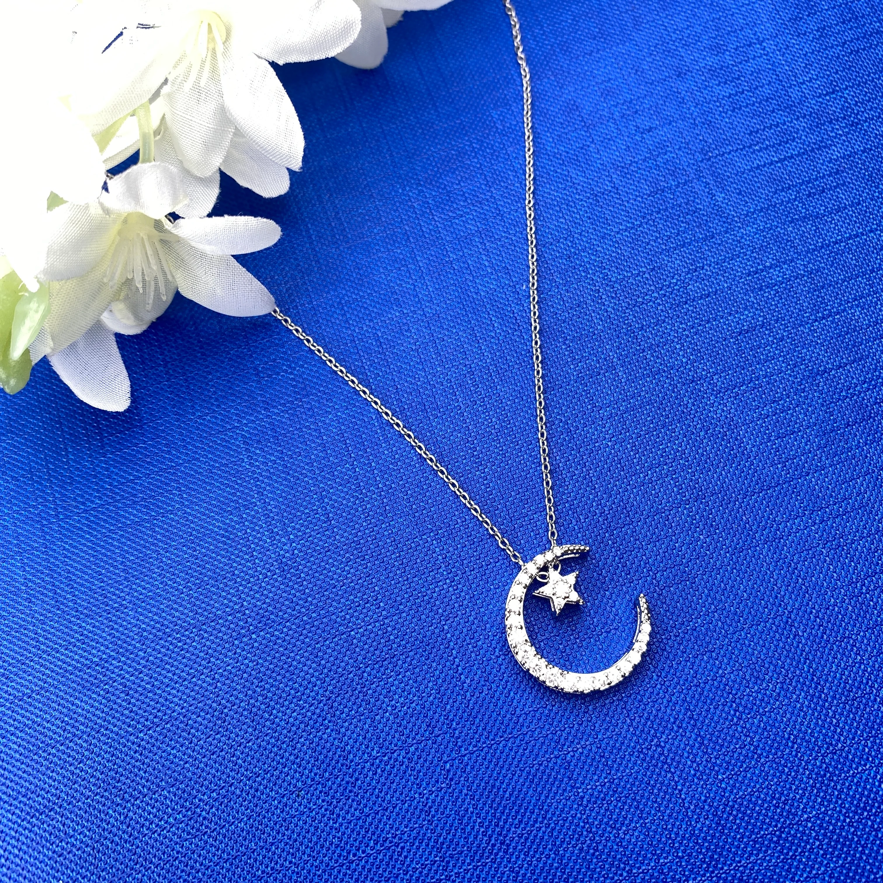 Hilal Yıldız Ay Yıldız Kolye Yüksek Kalite 316 L Paslanmaz Çelik Silver 40+5 cm