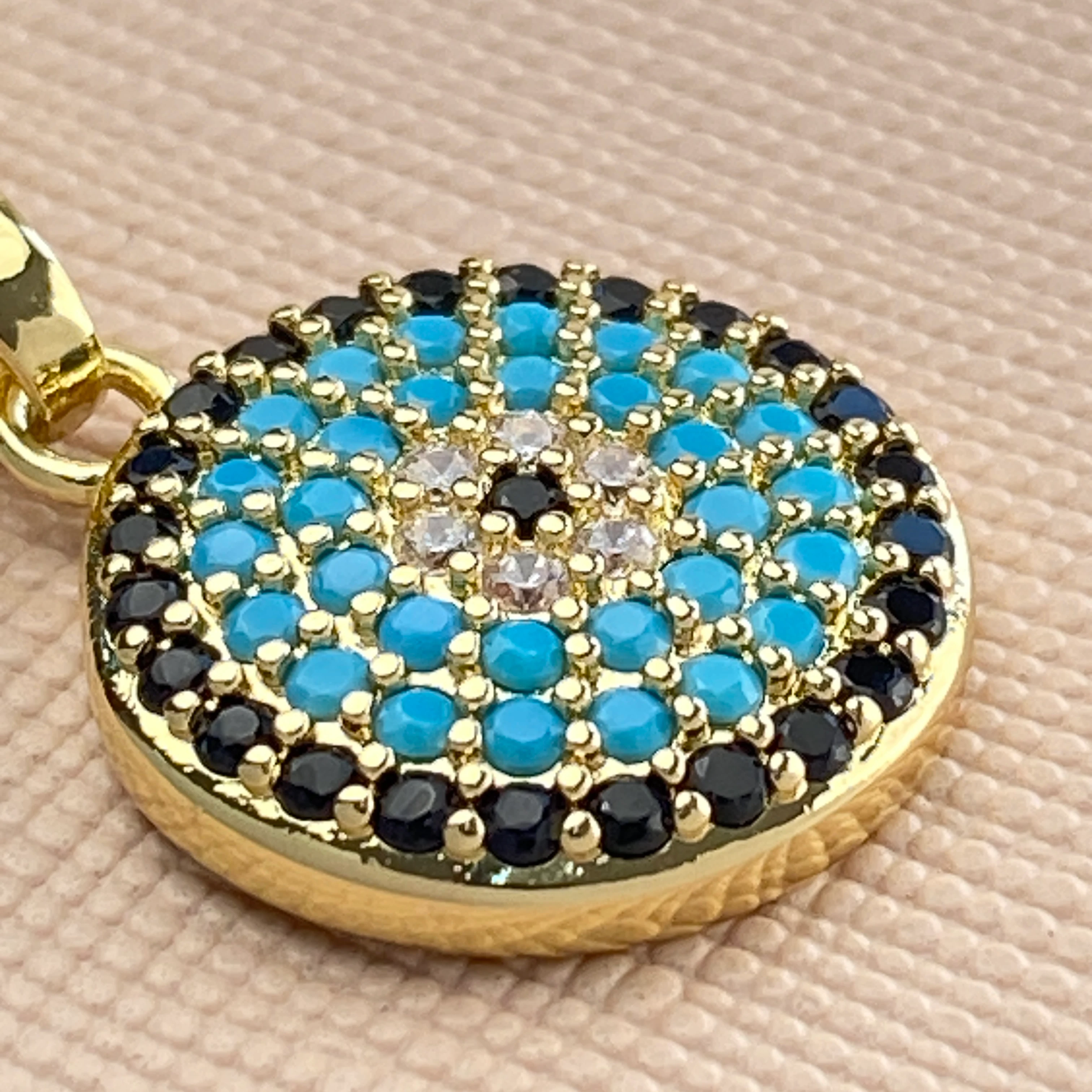 Nazar Boncuklu Kolye Kuyumcu Model Kolye Çelik 14 Ayar Gold 45cm