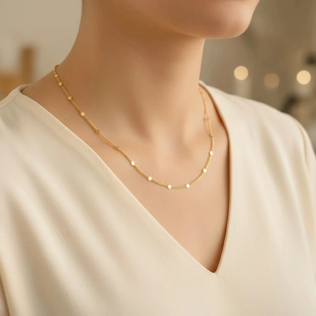 Pullu Kolye Ezme Kadın Kolye Kararmaz Xuping 45cm 14 Ayar Gold