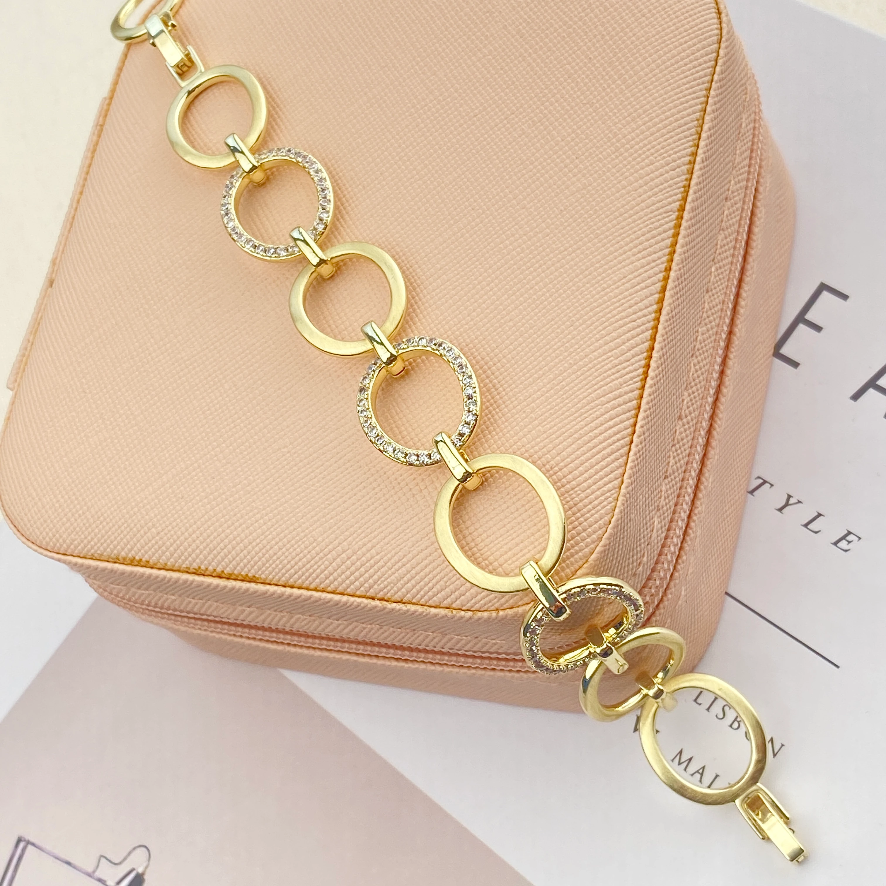 Halka Bileklik Kuyumcu Model Kadın Bileklik 14 Ayar Altın Kaplama