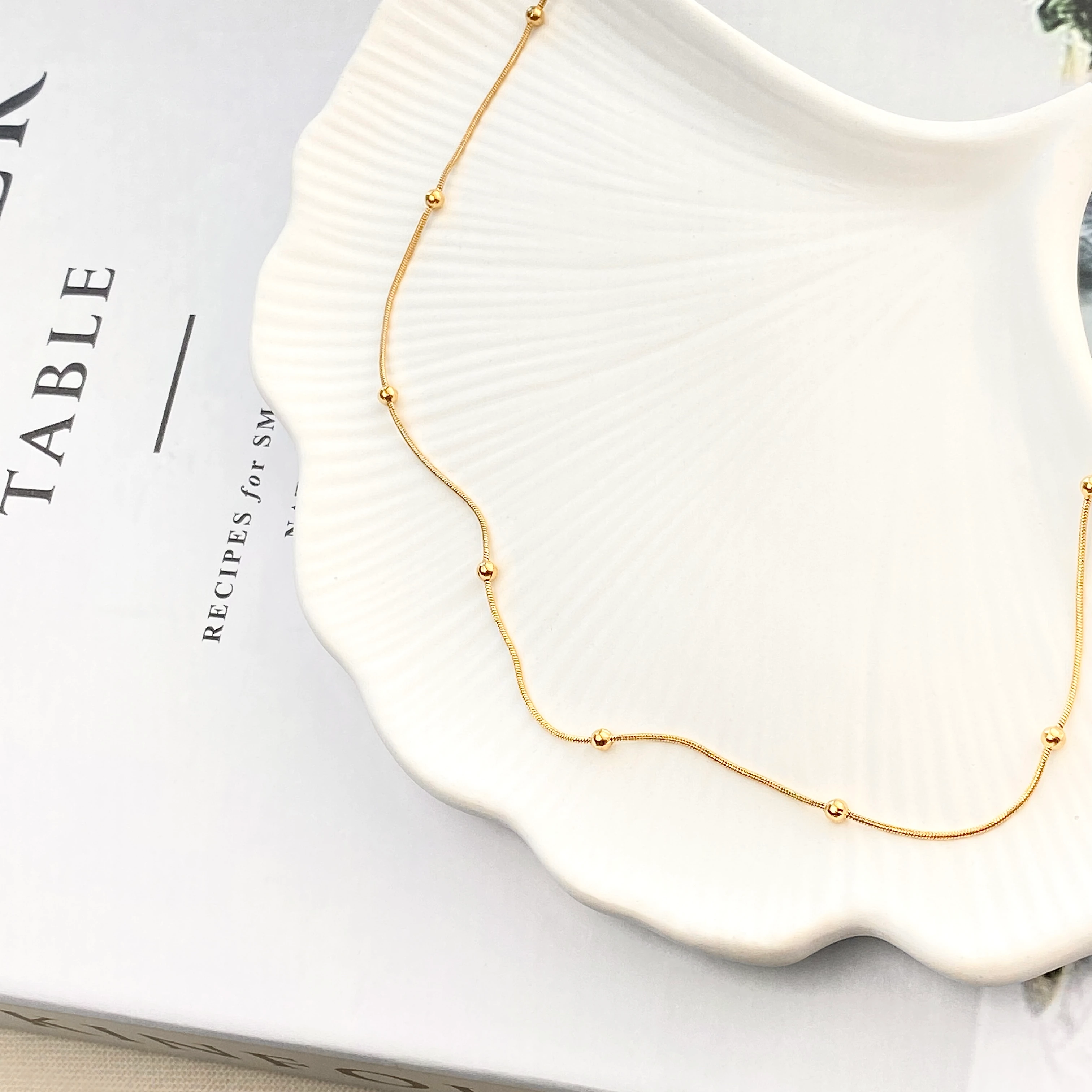 Kolye Dorika Topcuklu Model 316l Paslanmaz Çelik Gold 45 5cm