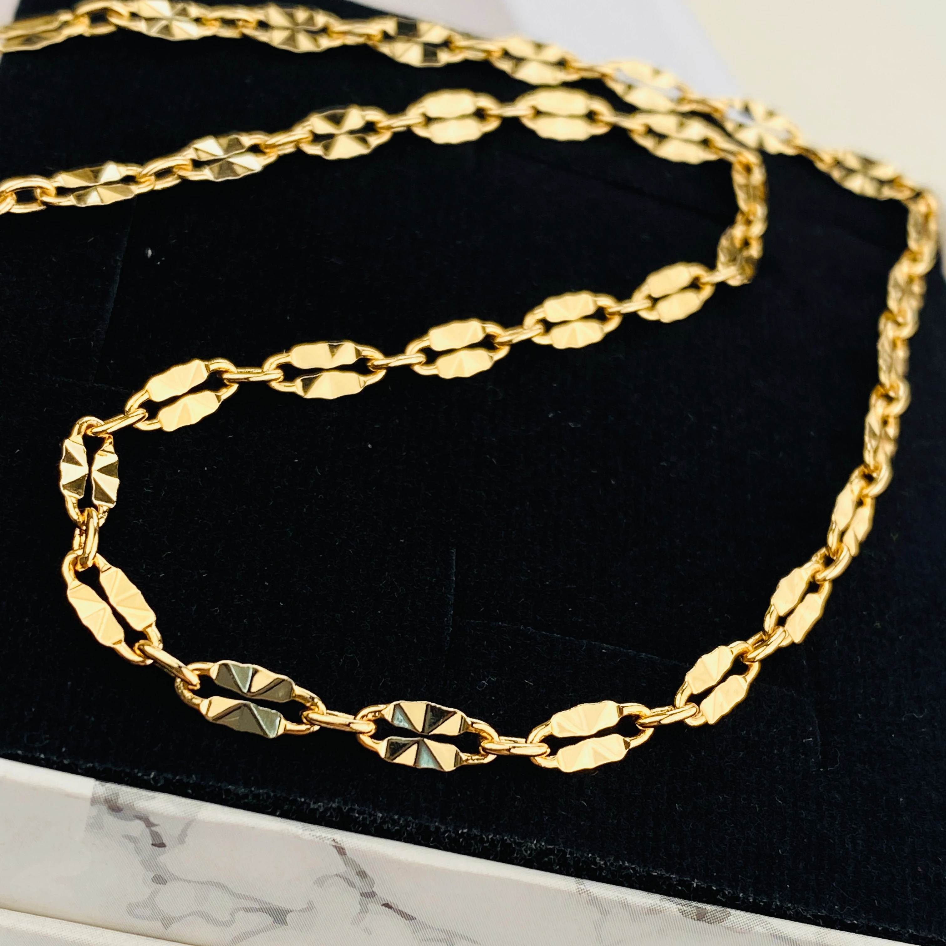 Ezme Kolye Kadın İtalyan Ezme Kolye Ezme Pullu Gold 50cm