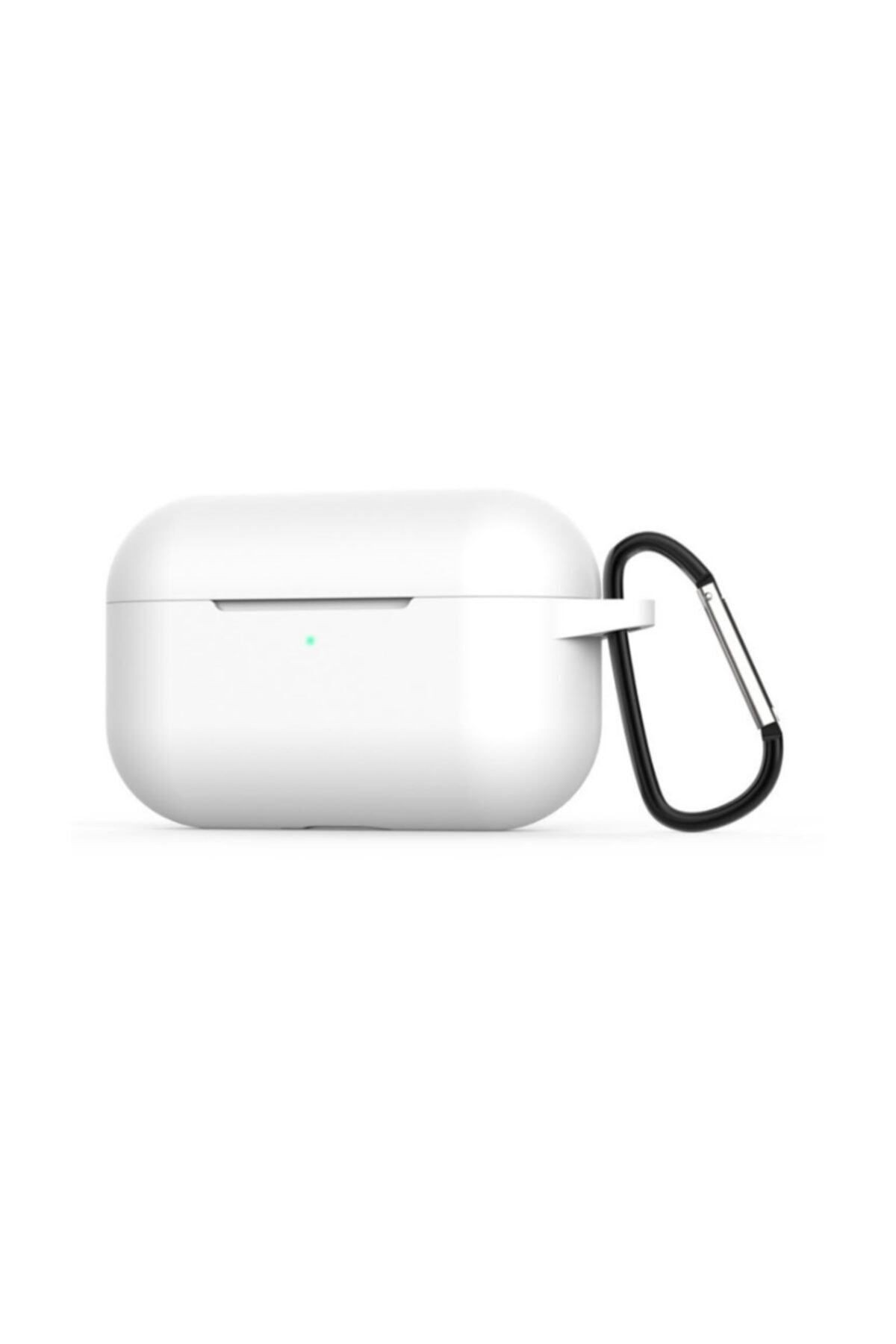 Koruyucu Kapak Airpods Pro Ile Uyumlu Kancalı Silikon Kılıf Beyaz
