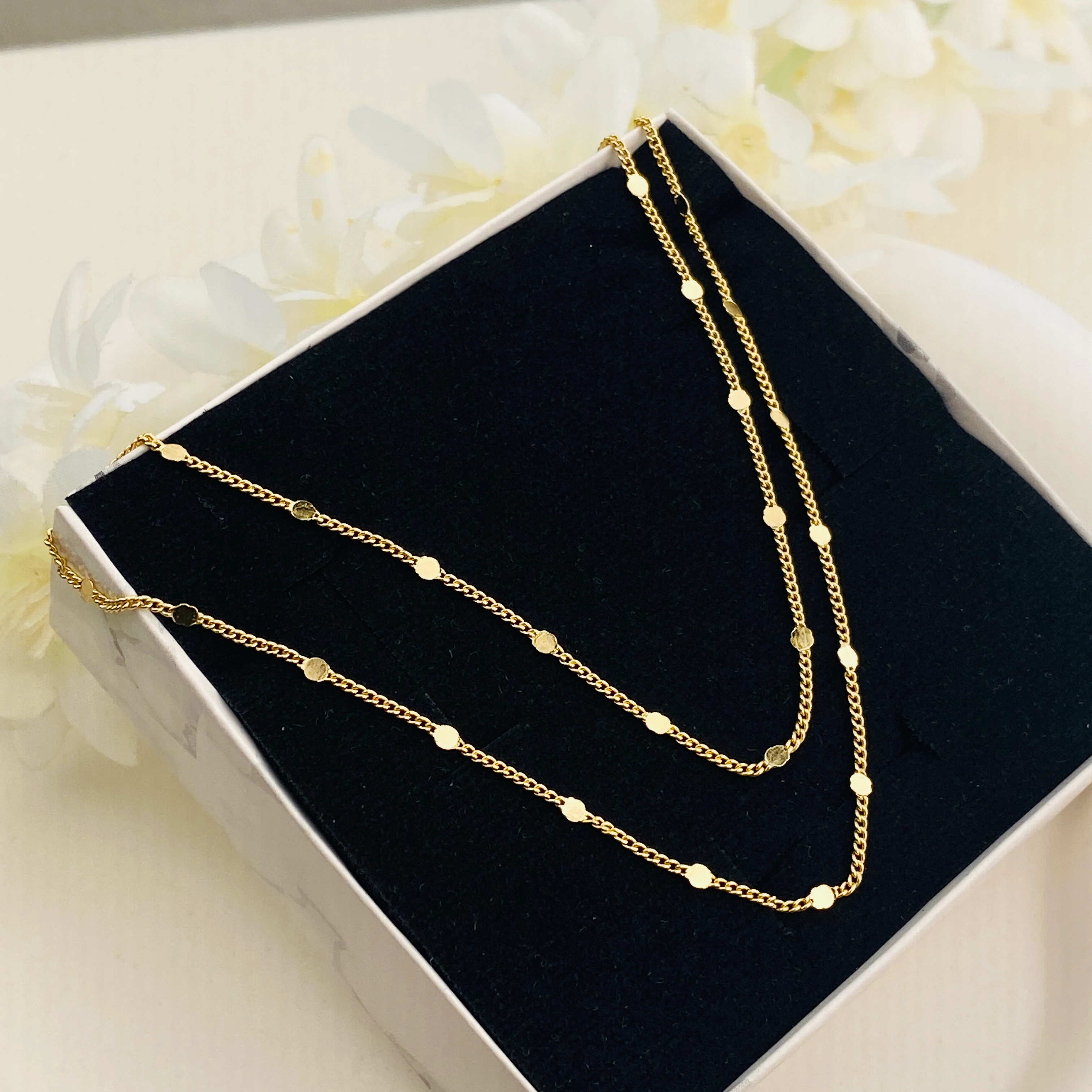 Pullu Kolye Ezme Kadın Kolye Kararmaz Xuping 45cm 14 Ayar Gold