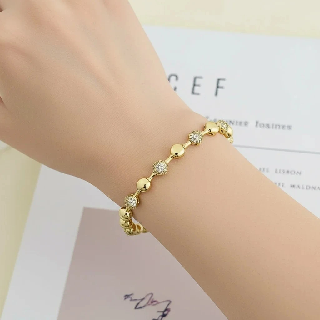 Su yolu Bileklik Top Dorika Kadın Bileklik Kararmaz Xuping 14 Ayar