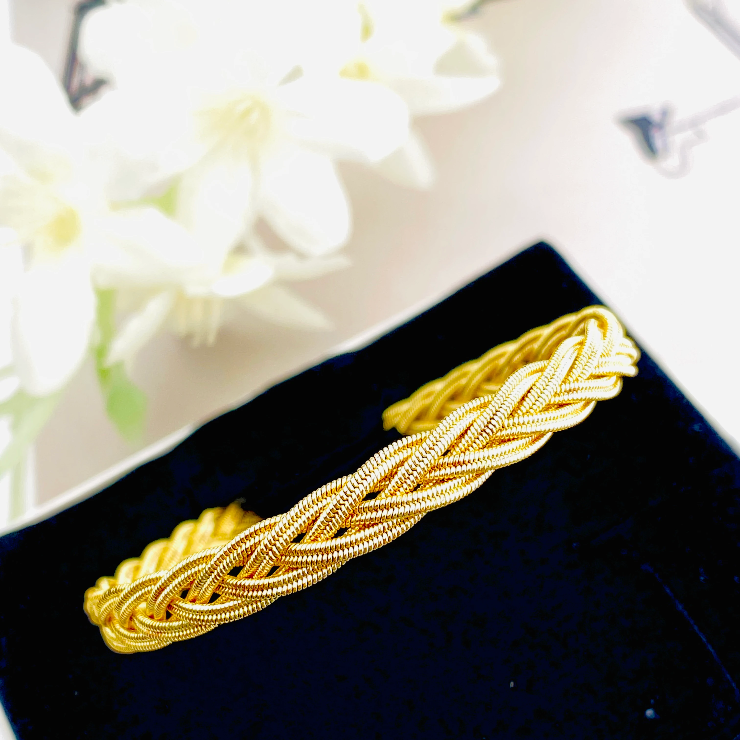 Hasır Bileklik İnce Trabzon Örgü Bileklik Kararmaz Xuping Vip Seri 14 Ayar Gold 19cm