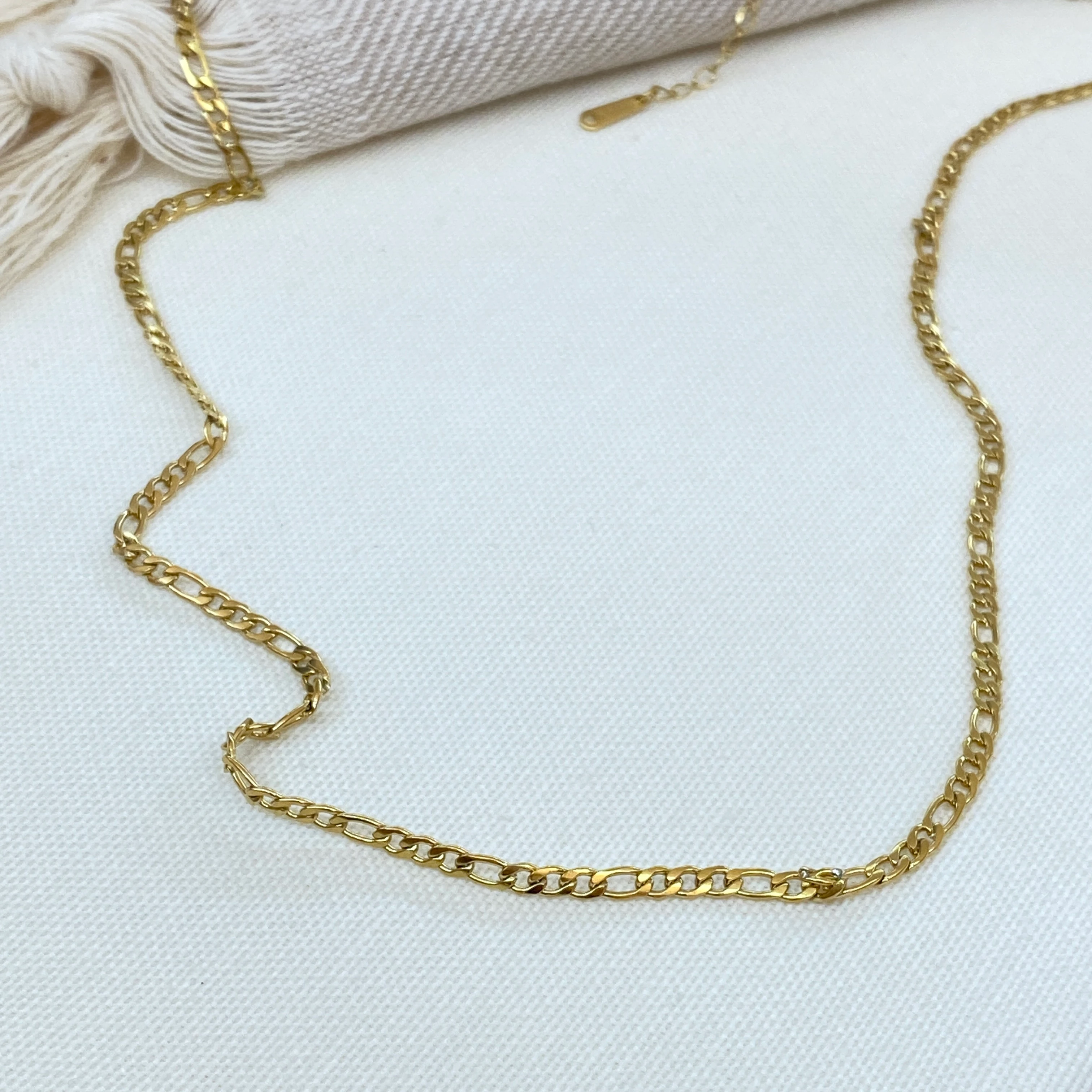 Figaro Model Yassı Unisex Zincir Kolye Yüksek Kalite 4 mm 60+5 cm