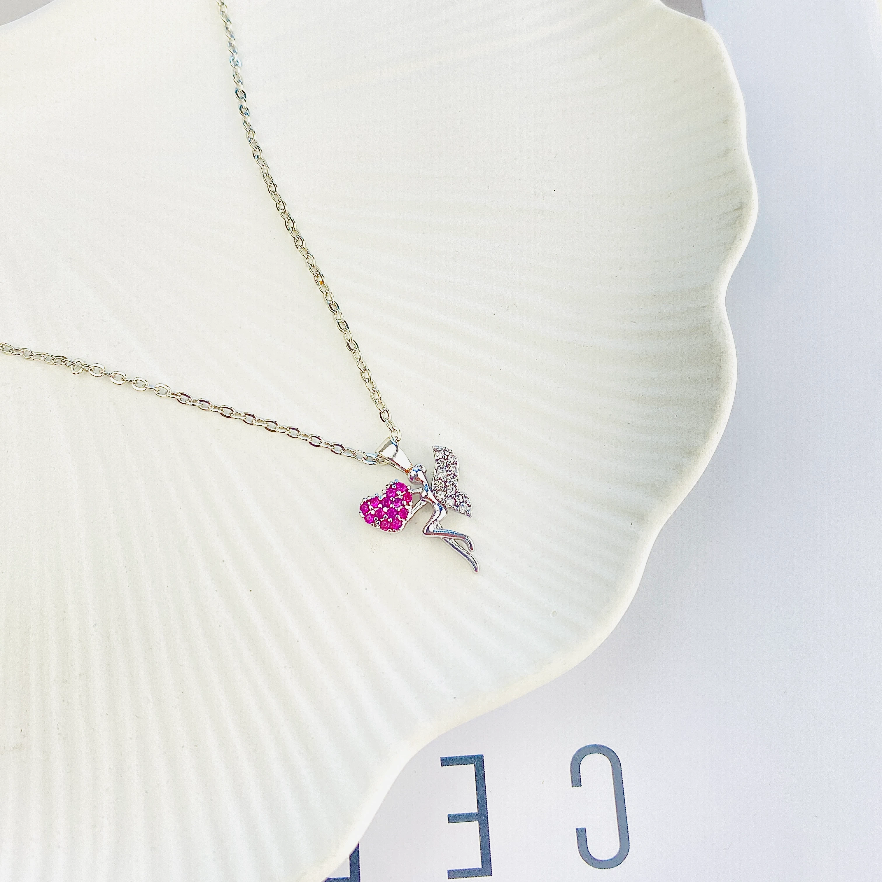 Peri Kadın Kolye Peri Kızı Zirkon Taşlı Silver Kolye 45cm