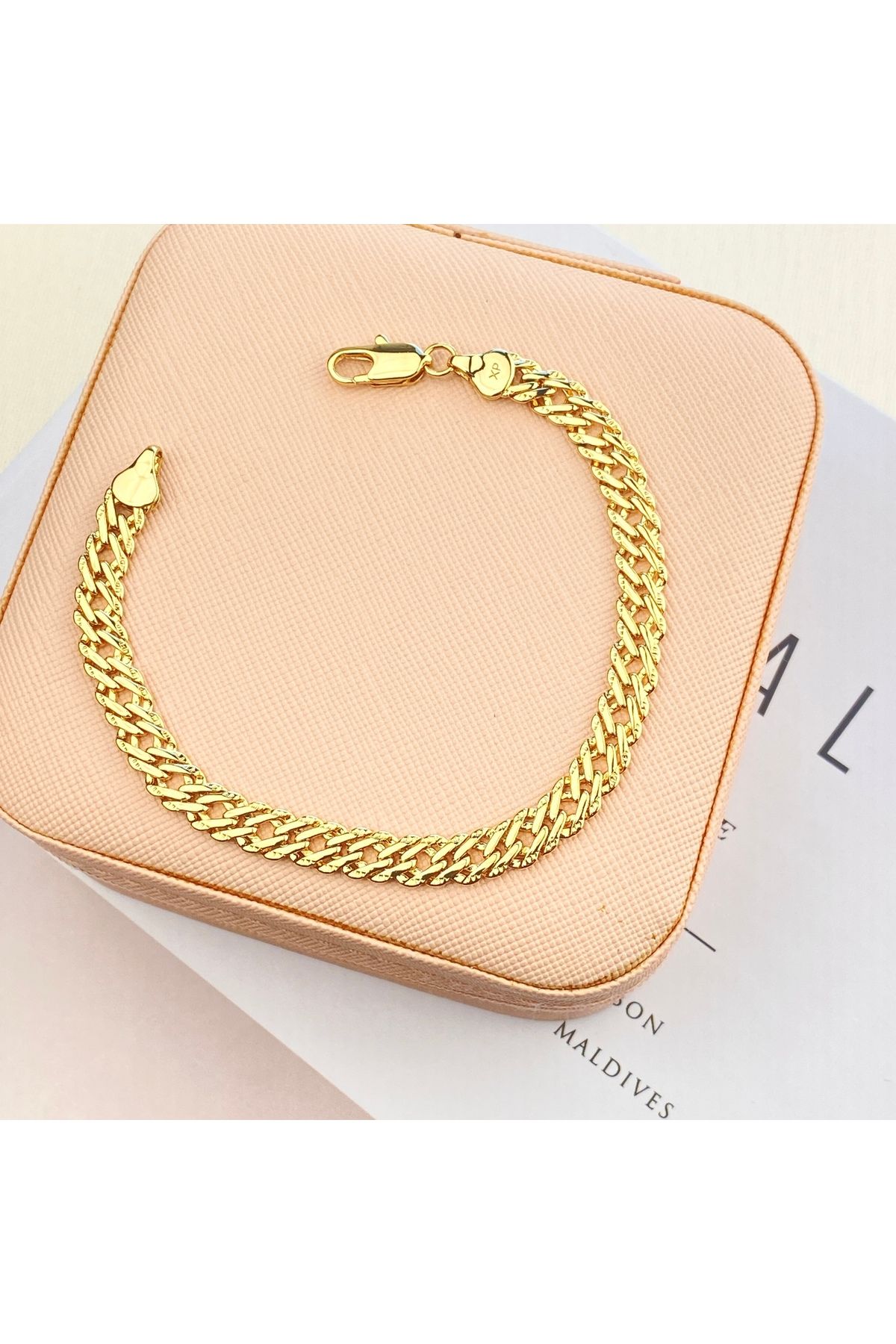 Kadın Zincir Bileklik Vintage Künye Kararmaz Xuping Vip Seri 14 Ayar Gold