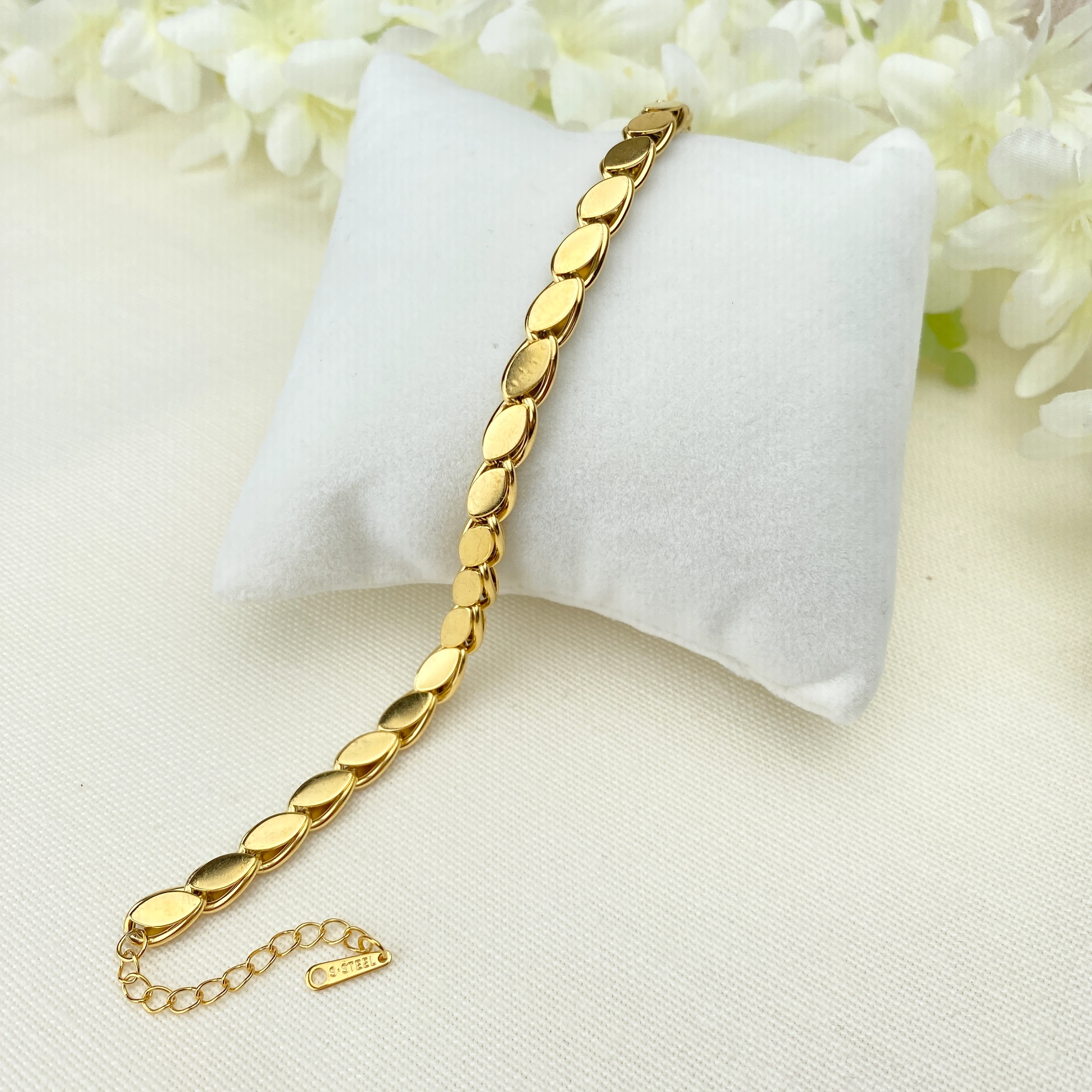 Arpa Bileklik Yüksek Kalite 316 L Paslanmaz Çelik Gold 17,5 + 3 cm