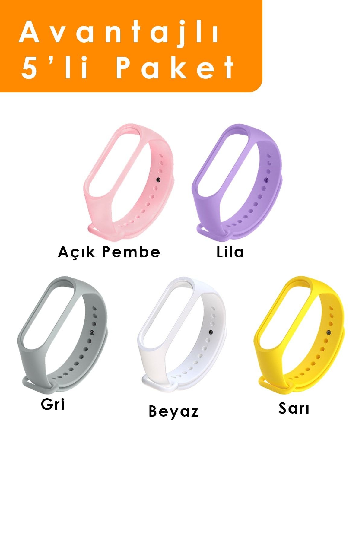 Xiaomi Mi Band 4 Ve 3 Uyumlu Silikon Kordon 5'li Set 12