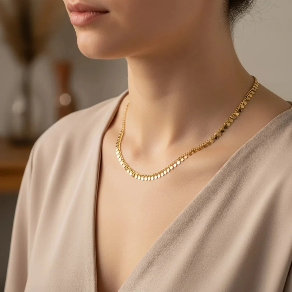 Pullu Kolye Kadın Shakira Kolye Kararmaz Xuping 45artı5cm 14 Ayar Gold