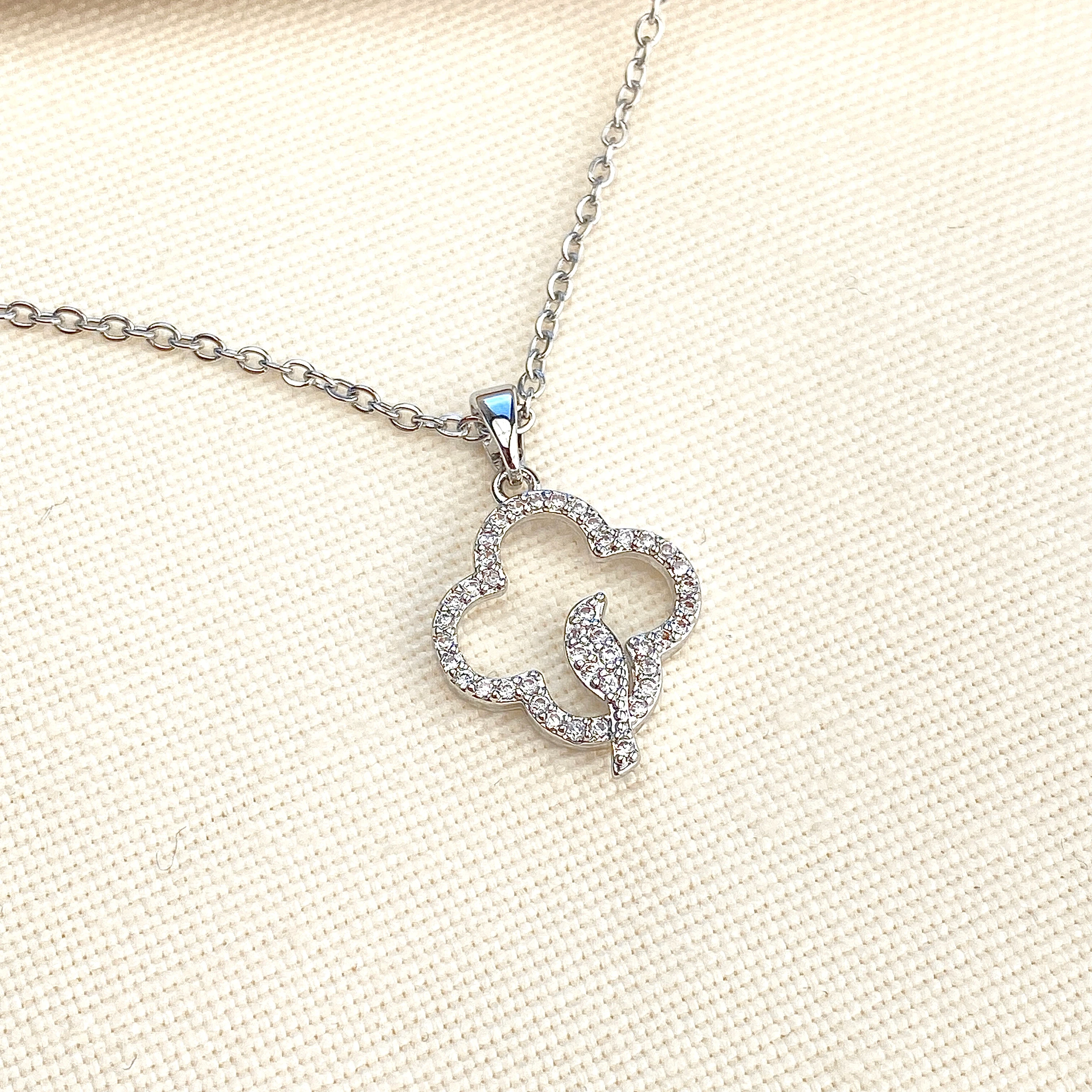 Kuş Kolye Serçe Model Zirkon Taşlı Çelik Kolye