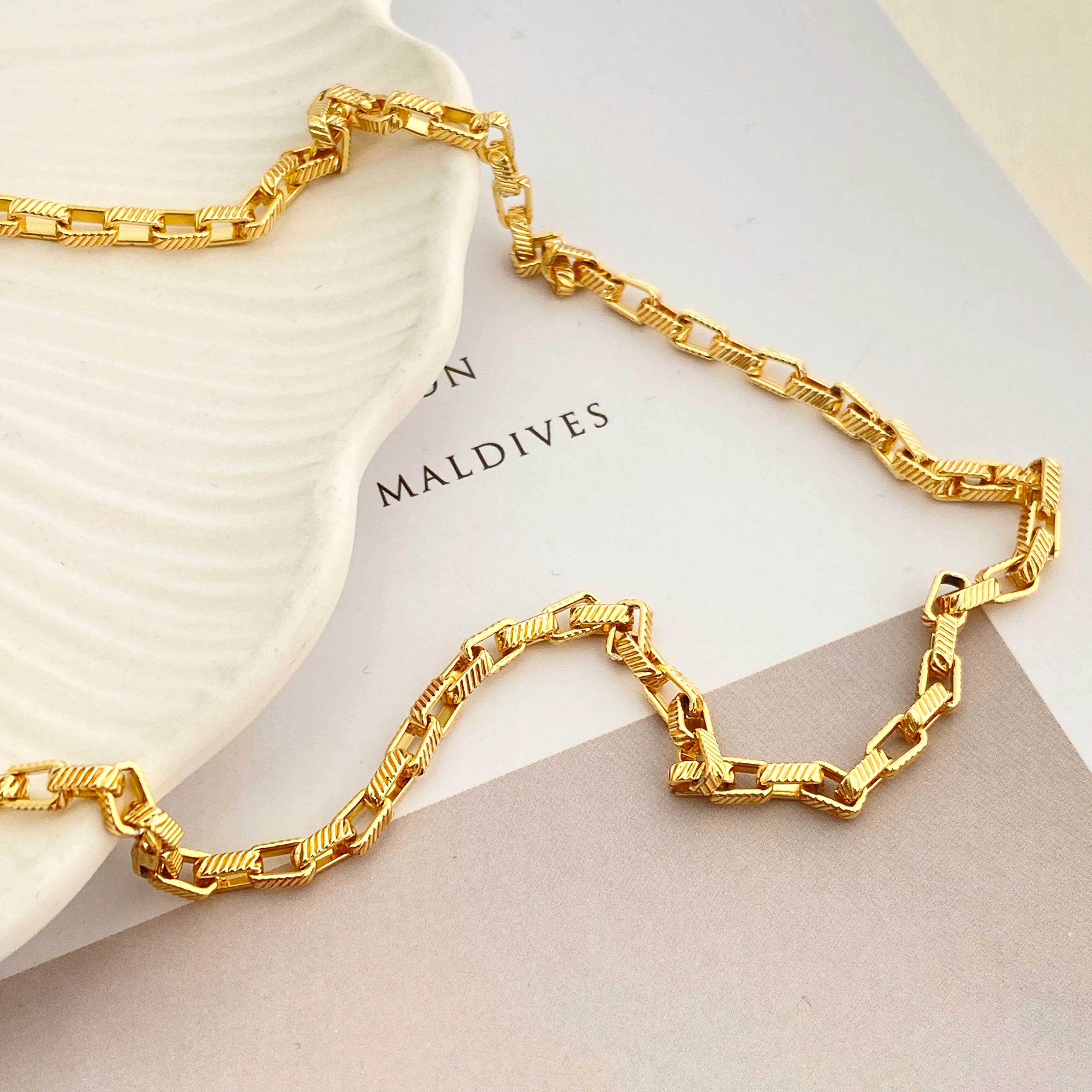 Küp Zincir Kolye Pirinç Gold 45+5cm