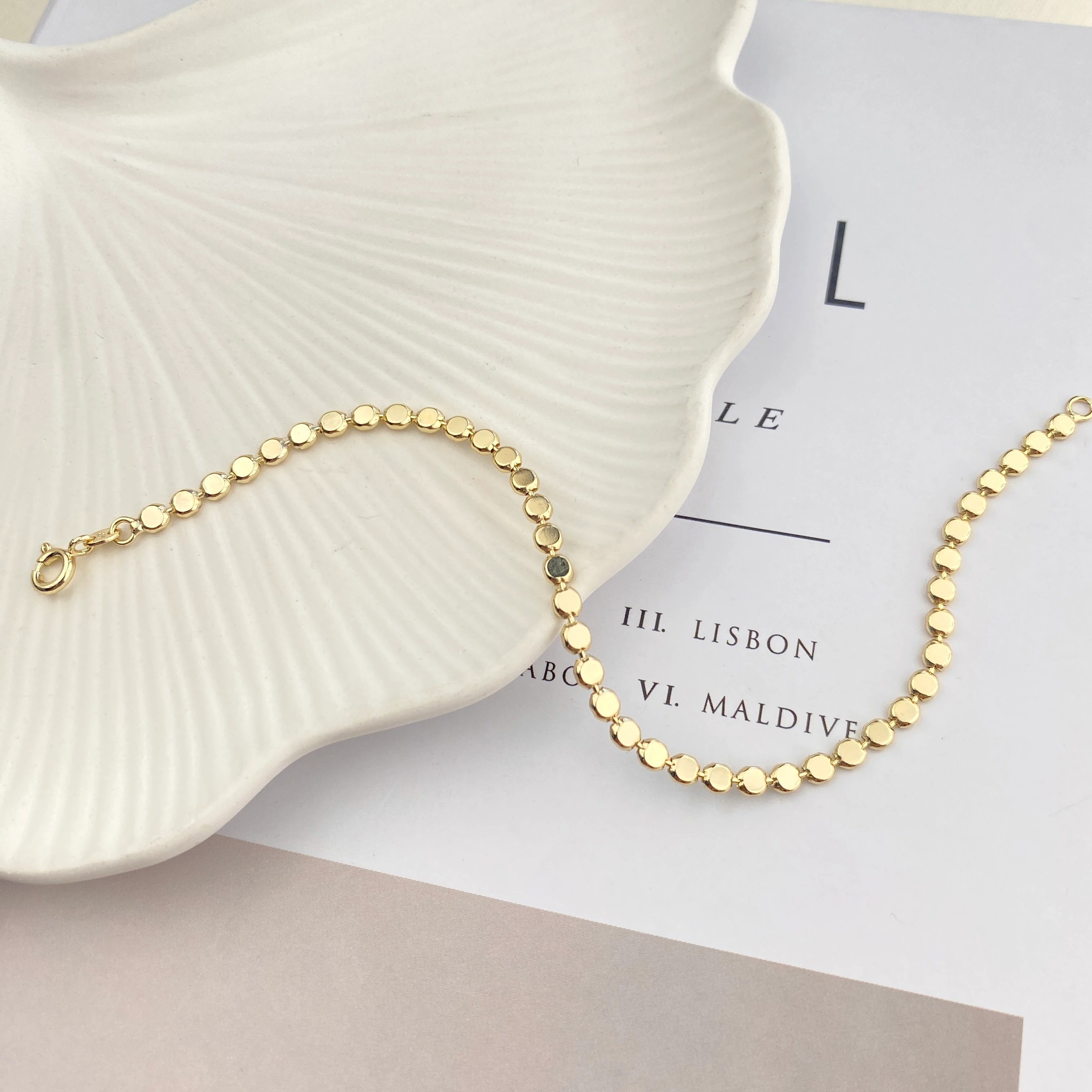 Dorika Bileklik Ezme Topcuklu Kadın Bileklik Kararmaz Xuping 14 Ayar