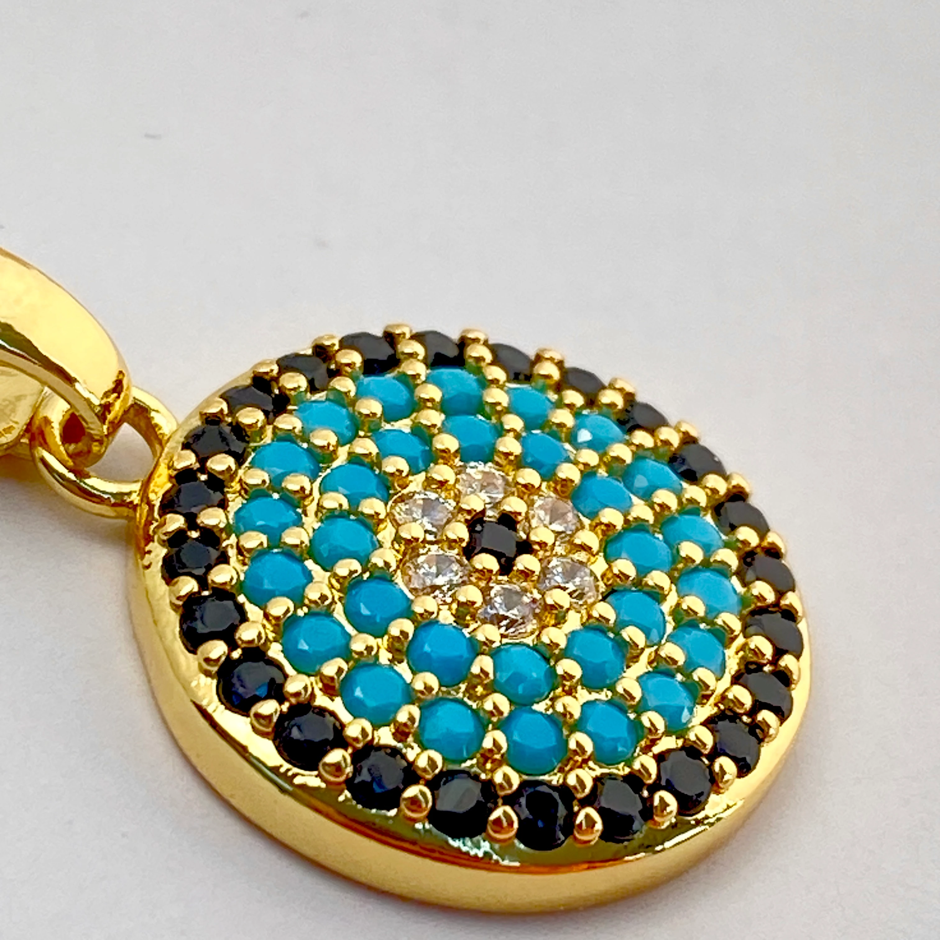 Nazar Boncuklu Kolye Kuyumcu Model Kolye Çelik 14 Ayar Gold 45cm