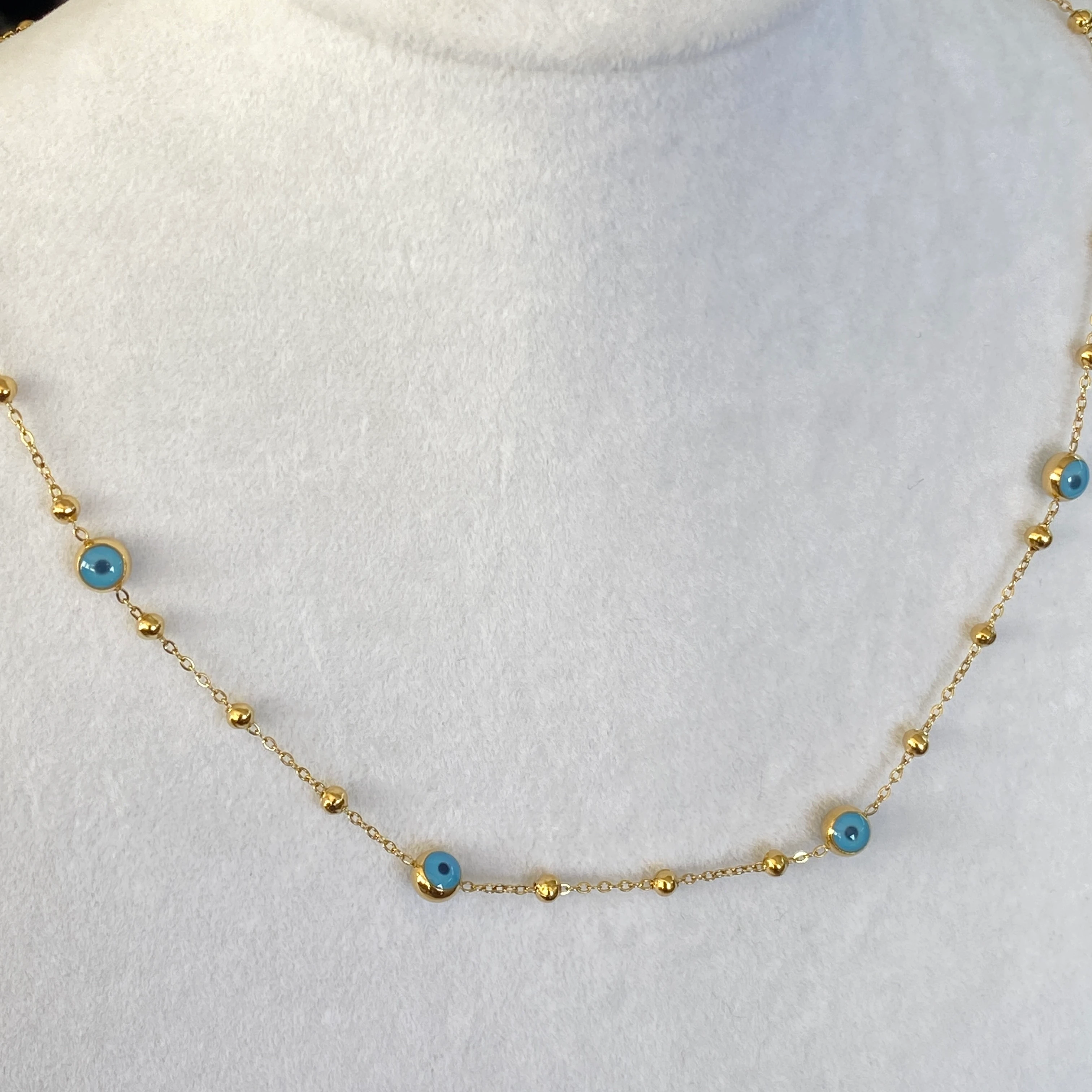 Nazar Kolye Dorika Geçişli Yüksek Kalite 316 L Çelik Gold 42+5 cm