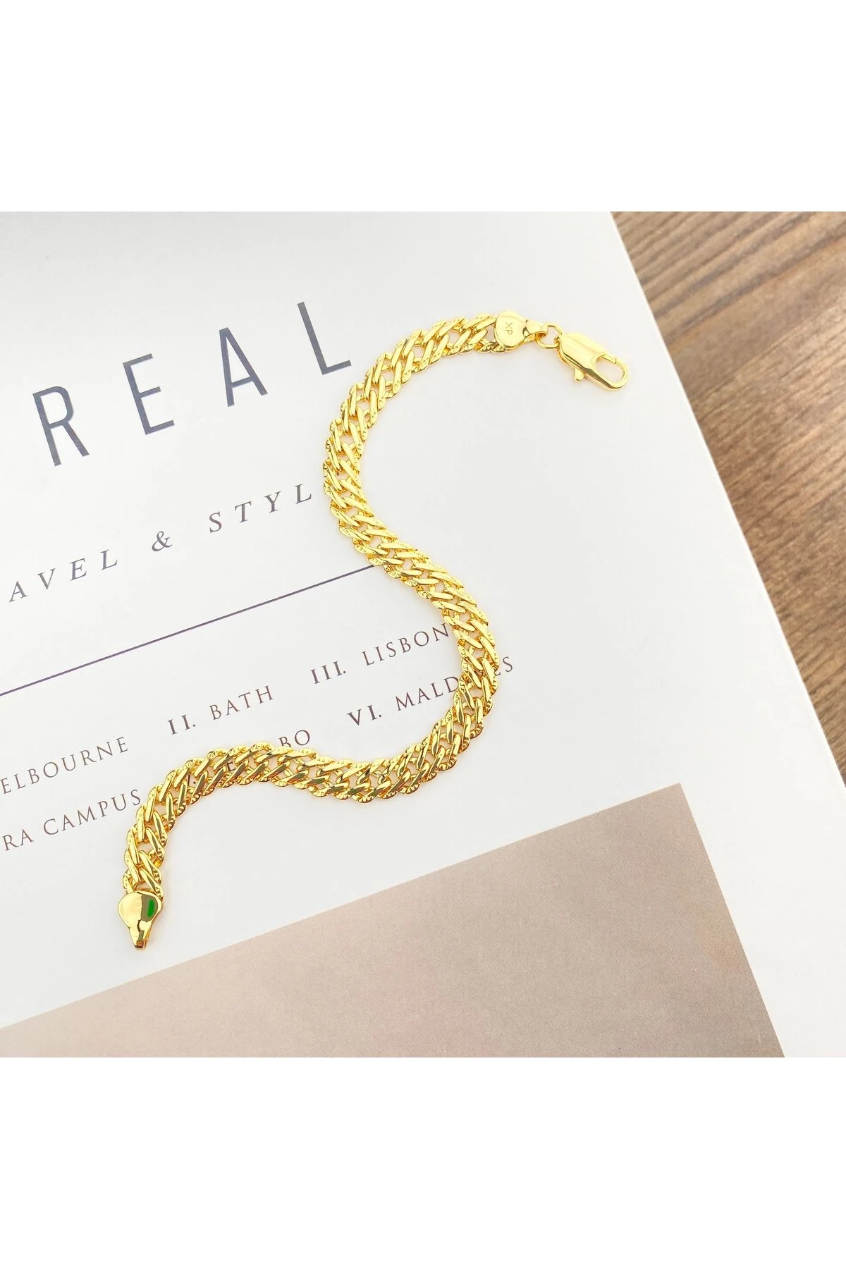 Kadın Zincir Bileklik Vintage Künye Kararmaz Xuping Vip Seri 14 Ayar Gold