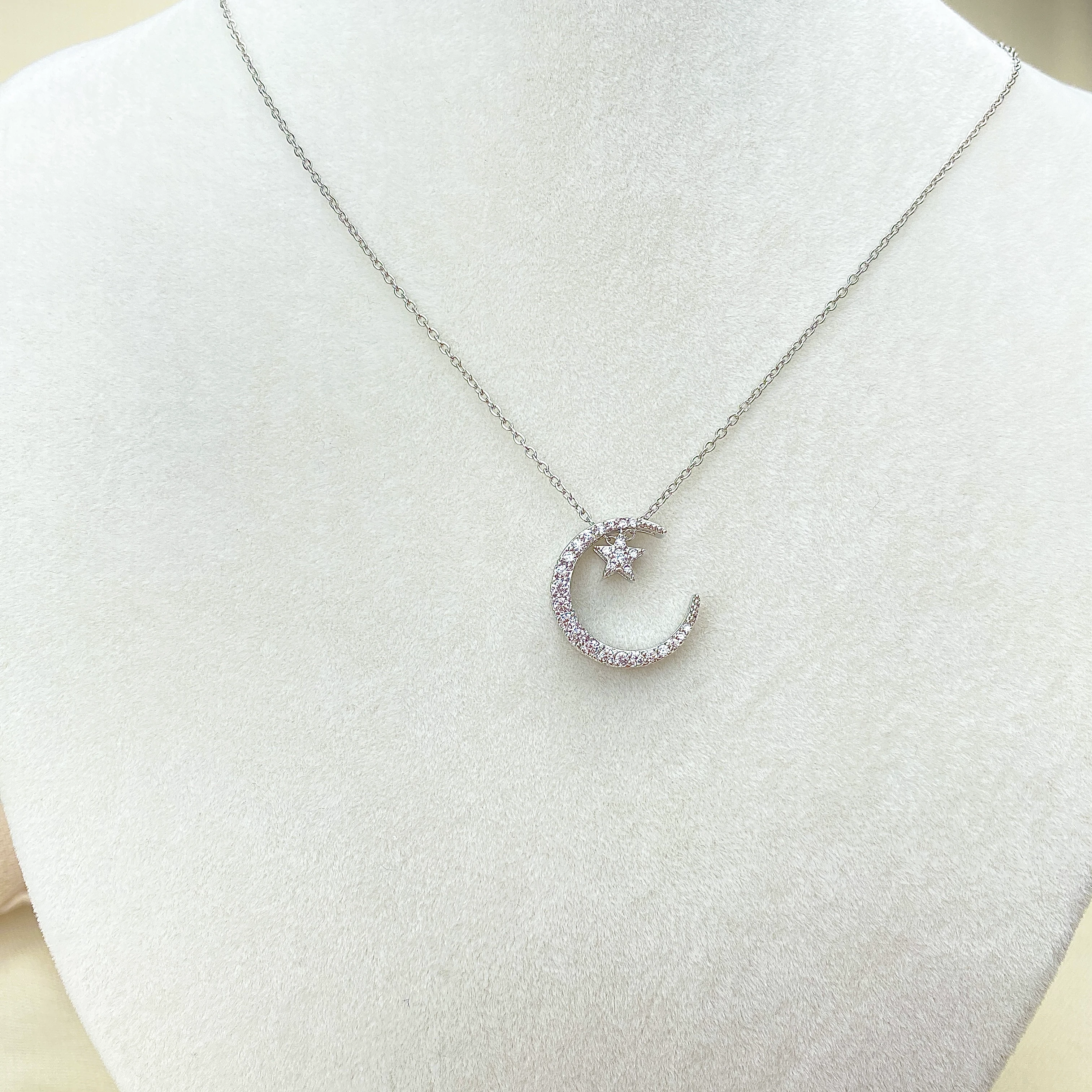 Hilal Yıldız Ay Yıldız Kolye Yüksek Kalite 316 L Paslanmaz Çelik Silver 40+5 cm