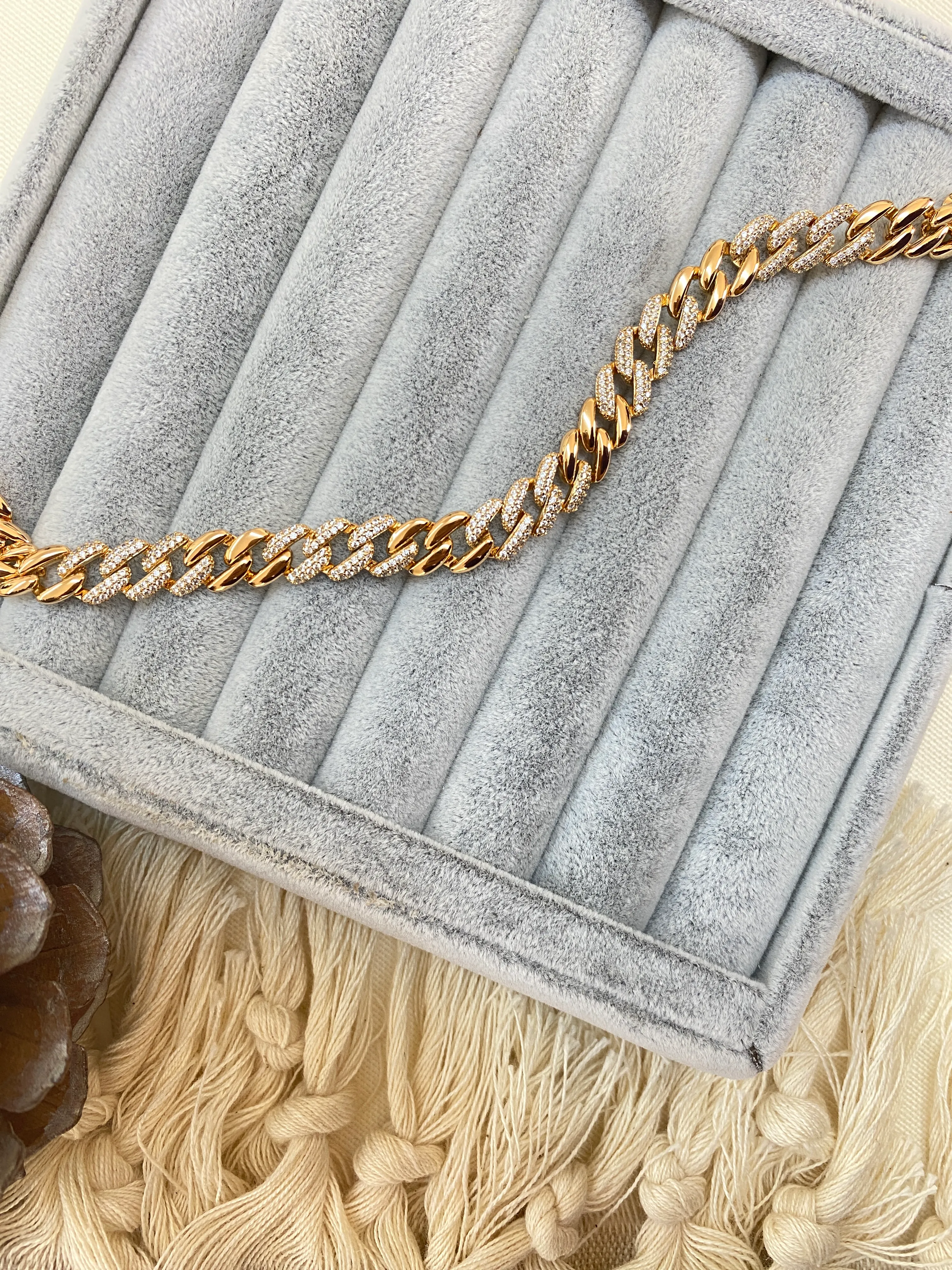 Gurmet Bileklik Taşlı Kalın Zincir Çelik Kararmaz Xuping Vip Seri Rose Gold