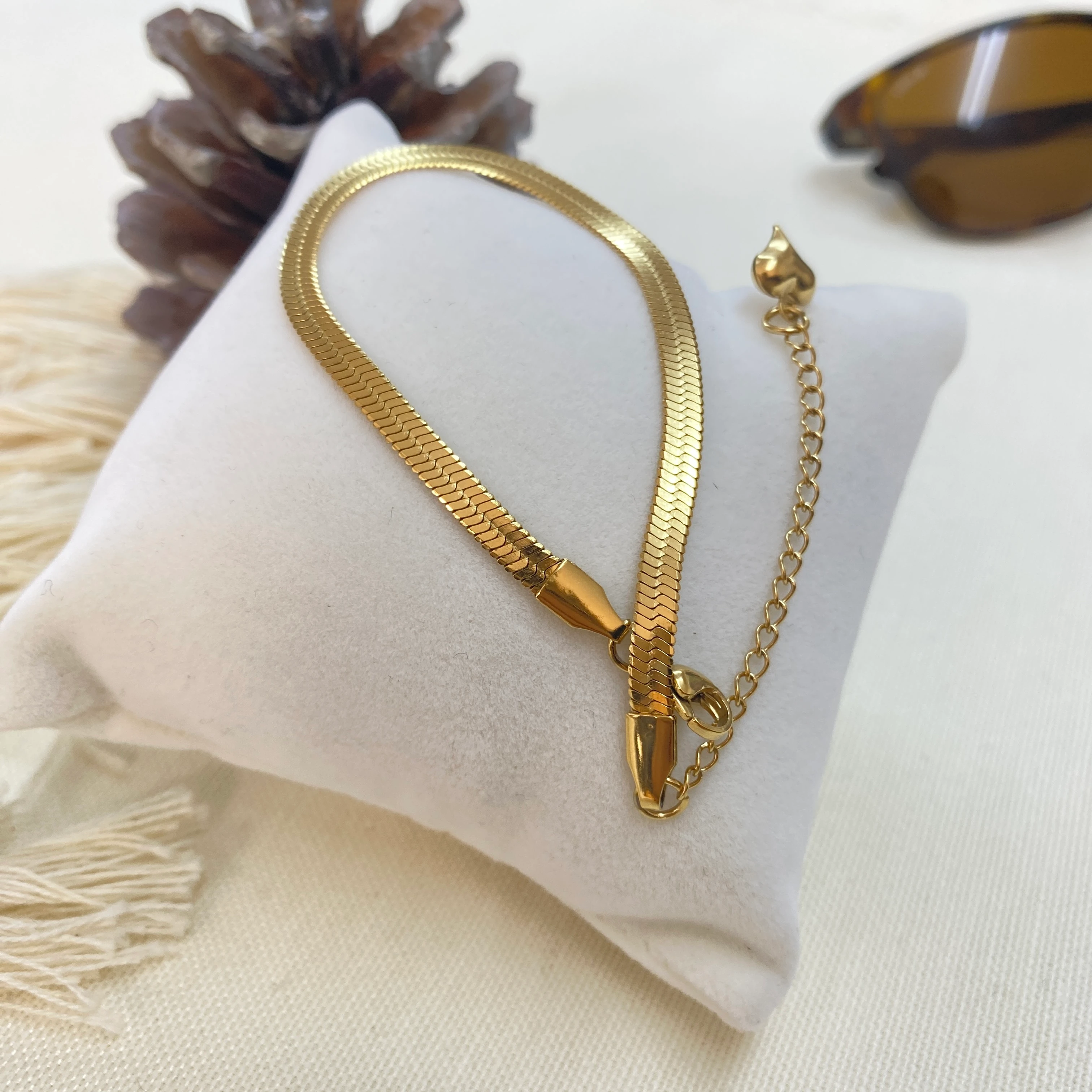 Italyan Zincir Bileklik Yassı Model 316 L Paslanmaz Çelik