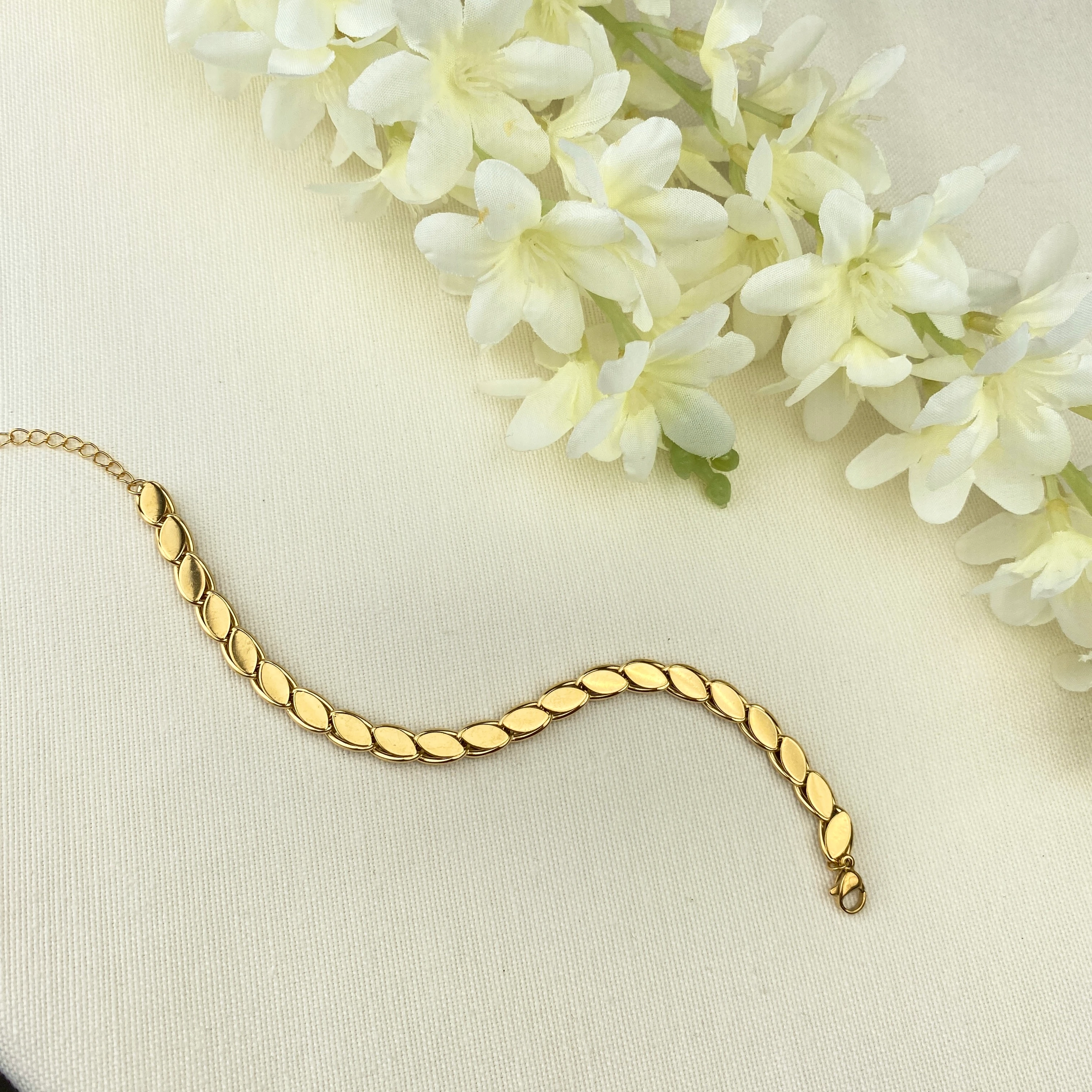 Arpa Bileklik Yüksek Kalite 316 L Paslanmaz Çelik Gold 17,5 + 3 cm