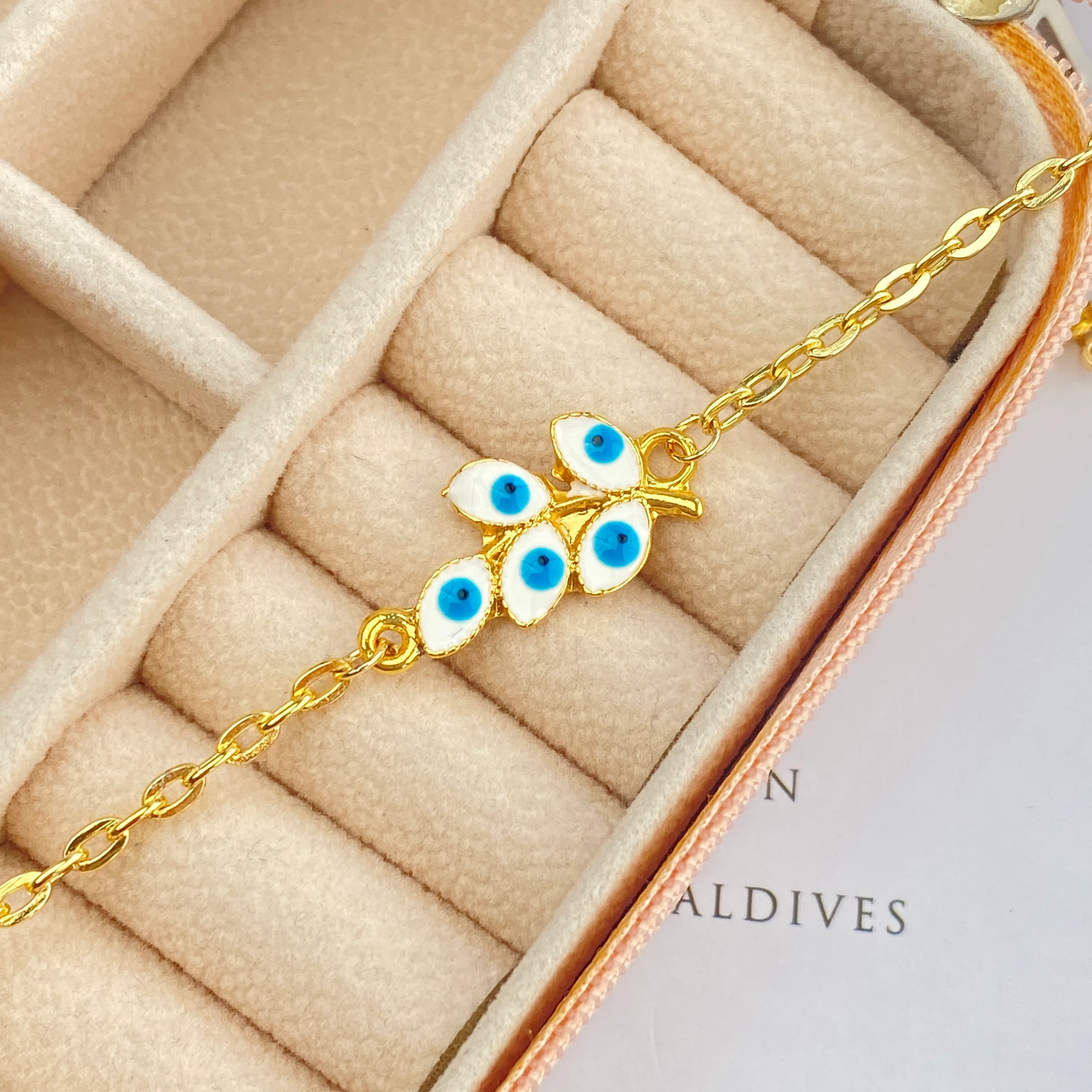 Mineli Bileklik Yaprak Bileklik Pirinç Gold 17+5cm