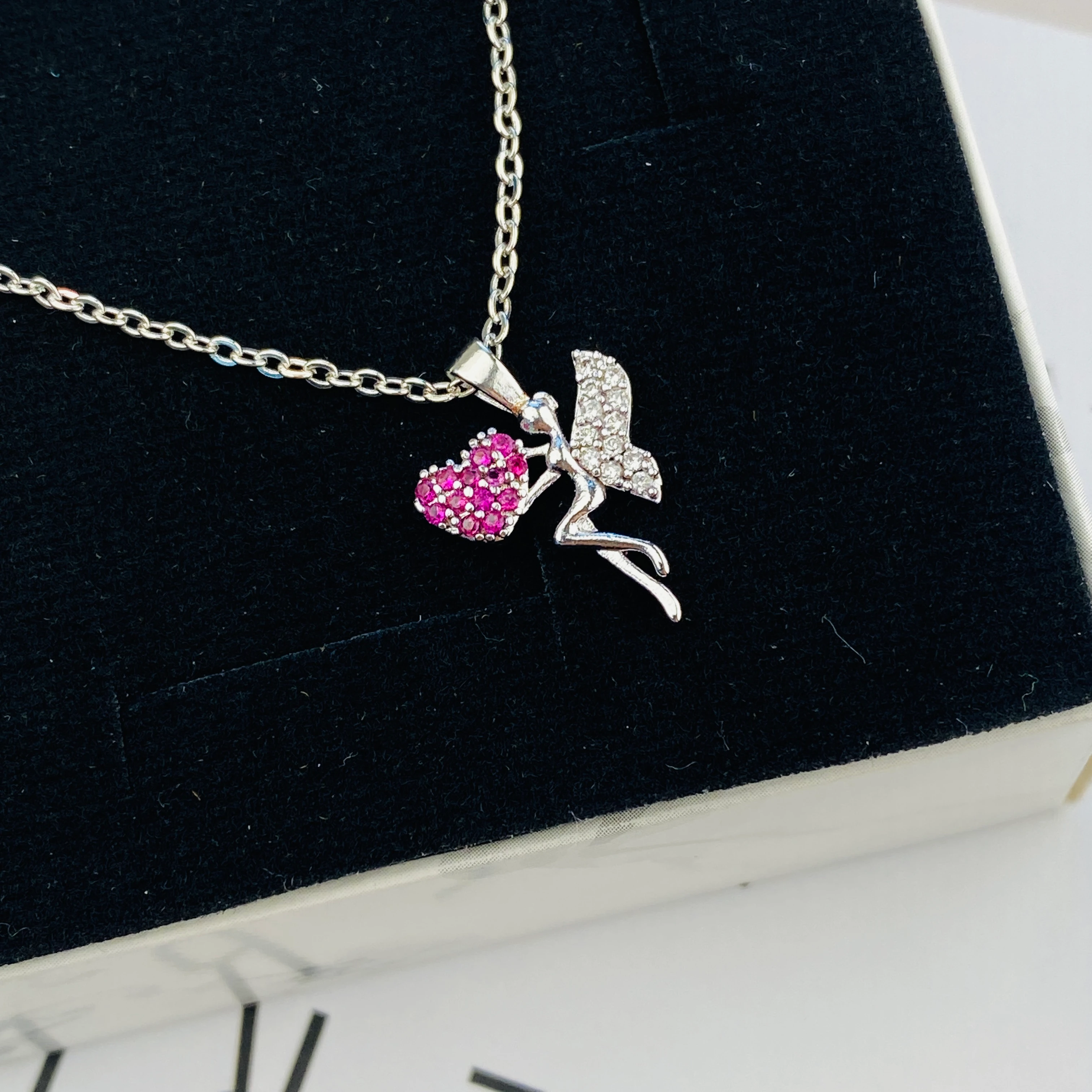 Peri Kadın Kolye Peri Kızı Zirkon Taşlı Silver Kolye 45cm