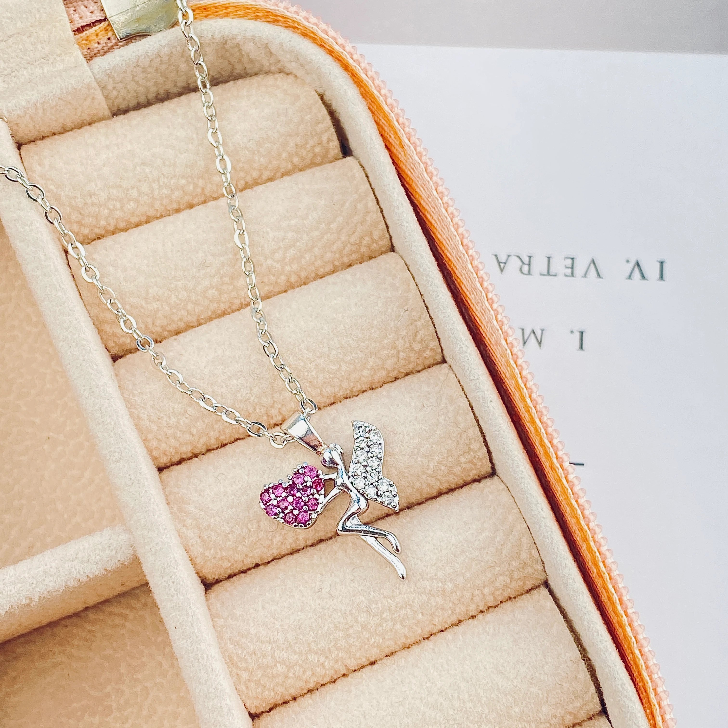 Peri Kadın Kolye Peri Kızı Zirkon Taşlı Silver Kolye 45cm