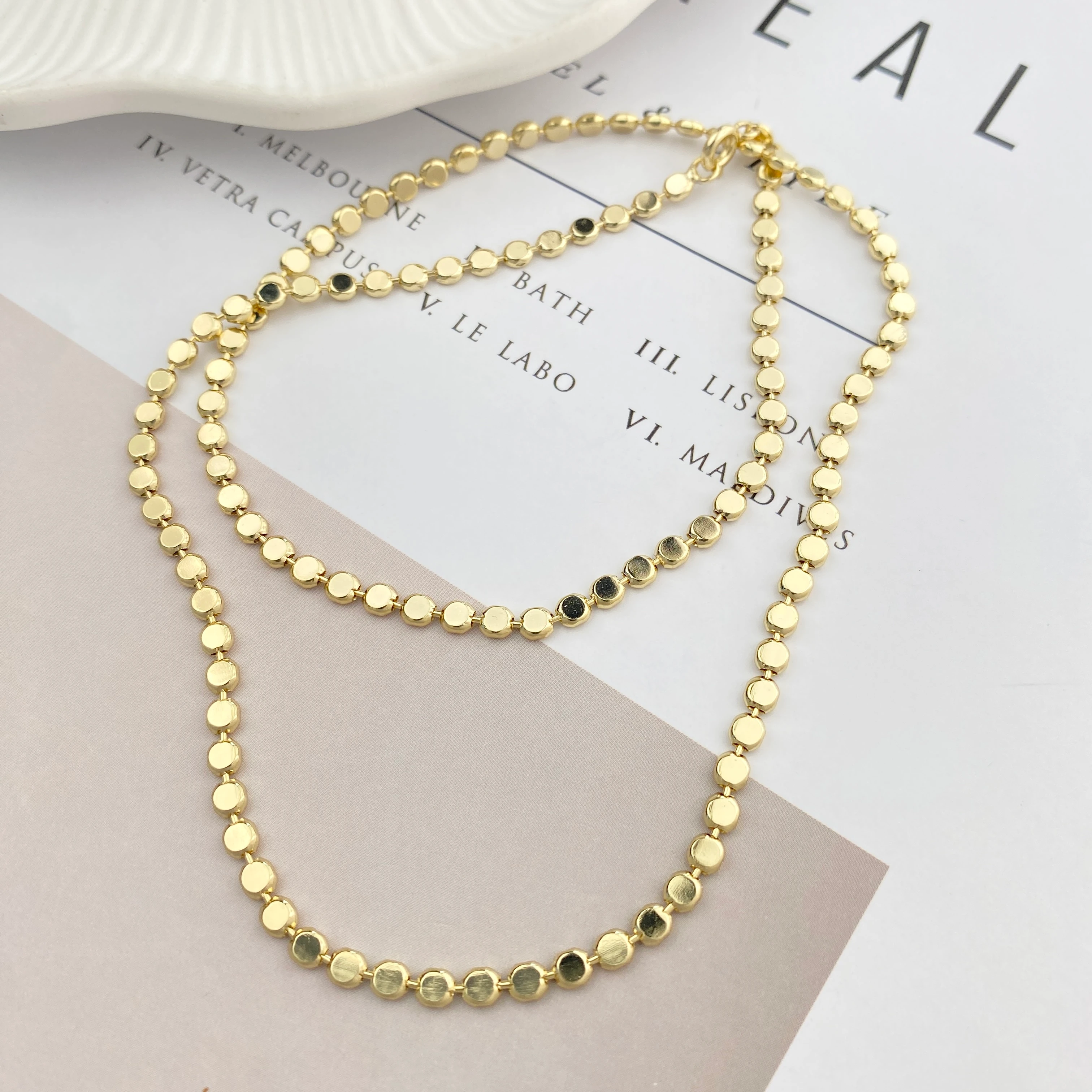 Dorika Kolye Ezme Topcuklu Kadın Kolye Kararmaz Xuping 50cm 14 Ayar