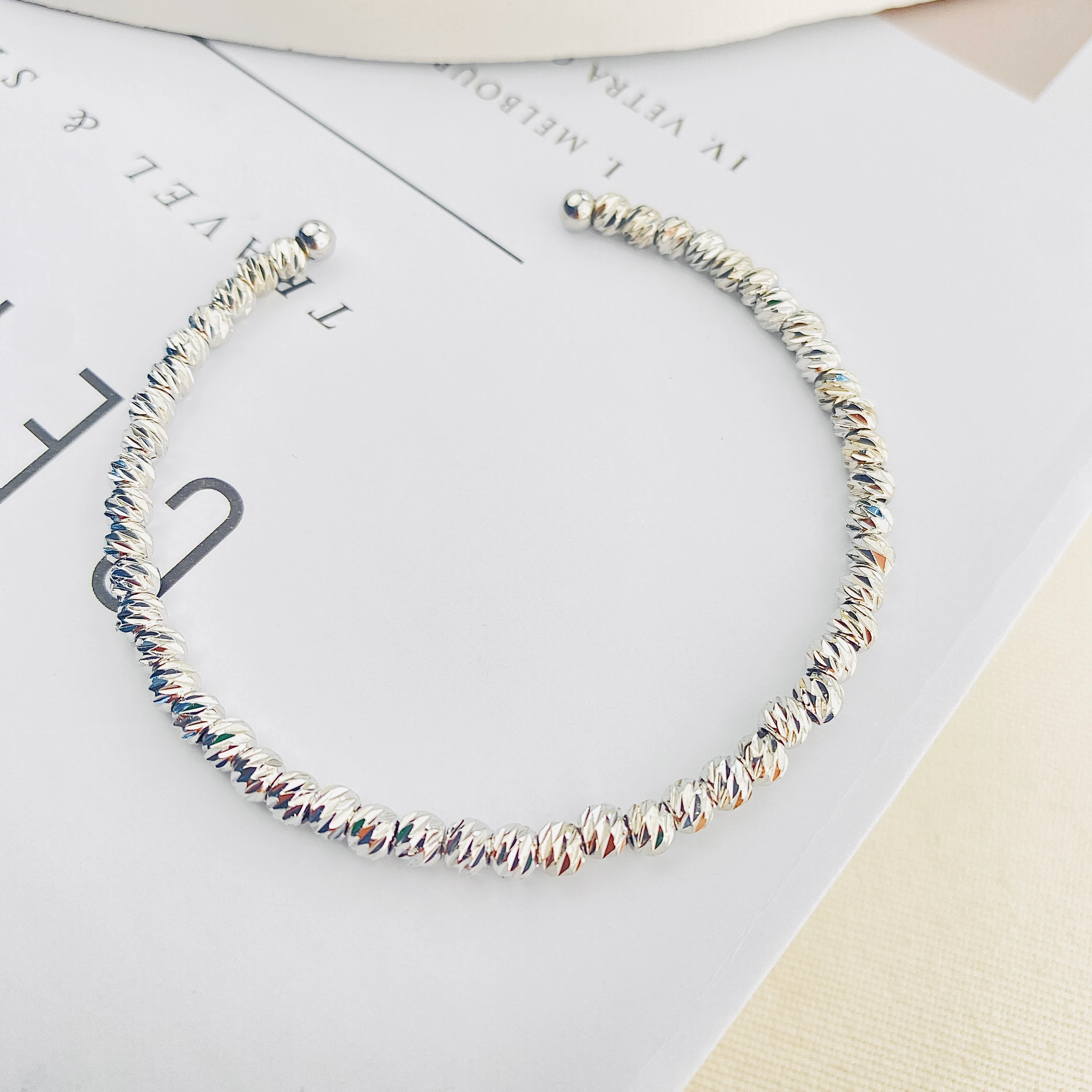 Dorika Bileklik Toplu Bilezik Kelepçe Esnek Model Ayarlanabilir Gümüş 19cm