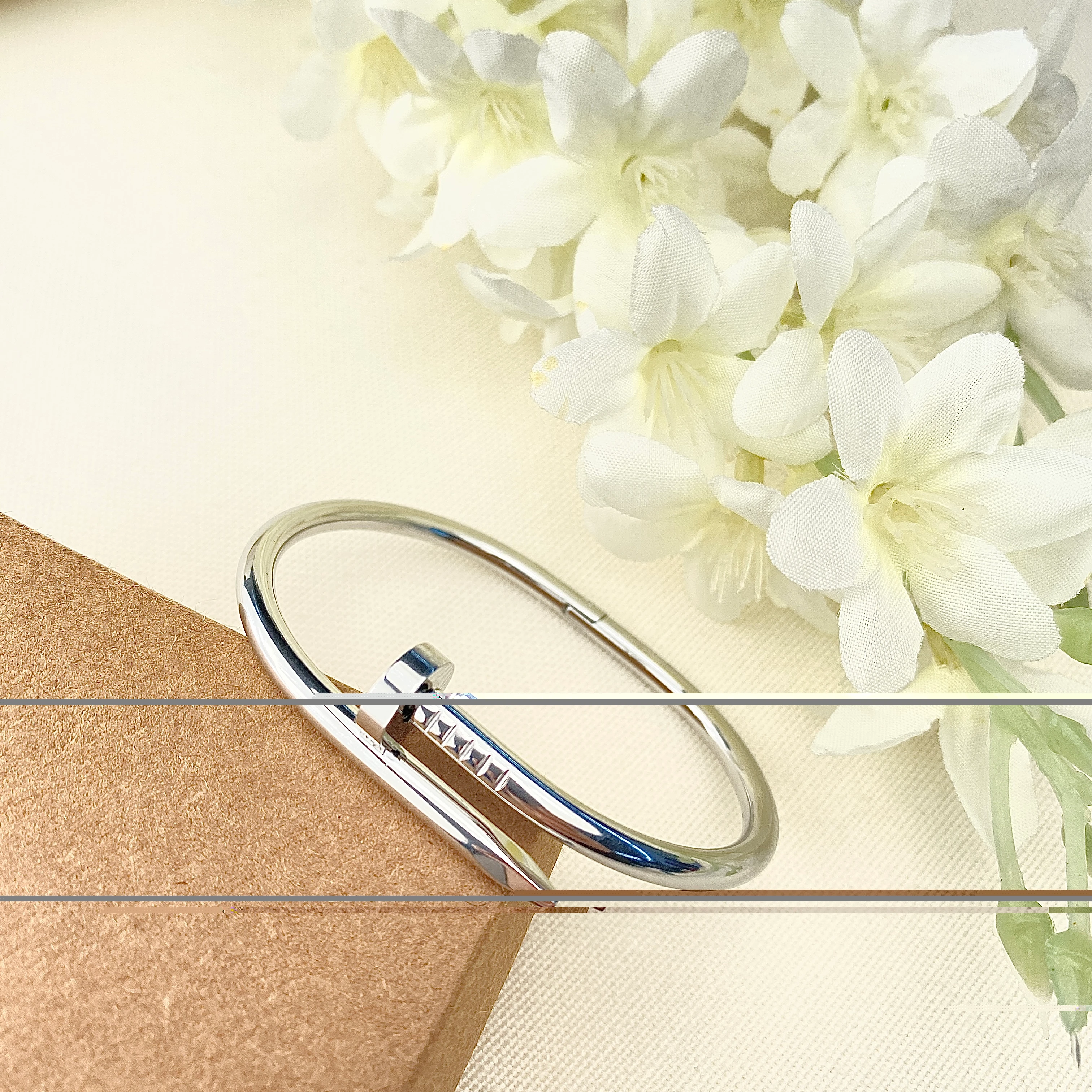 Çivi Bileklik Çelik Kelepçe Bileklik Kararmaz Çelik Silver