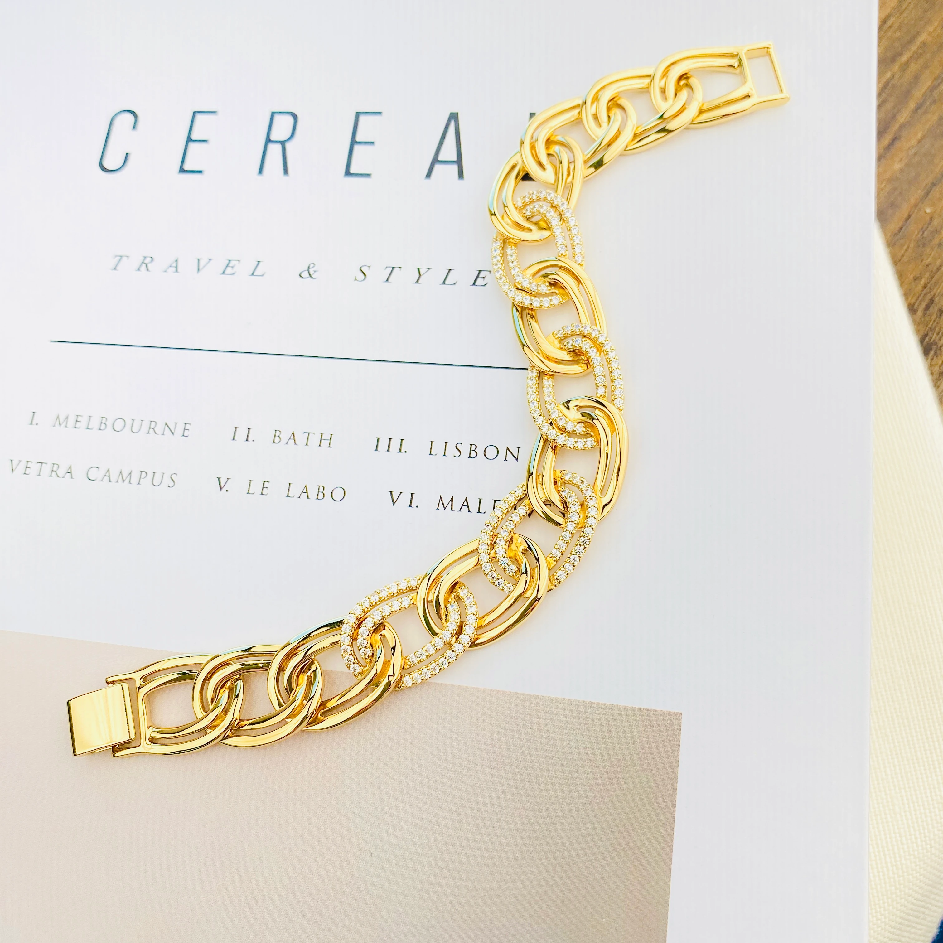 Kadın Bileklik Kalın Samanyolu Bileklik Kuyumcu Model Gold 18 cm