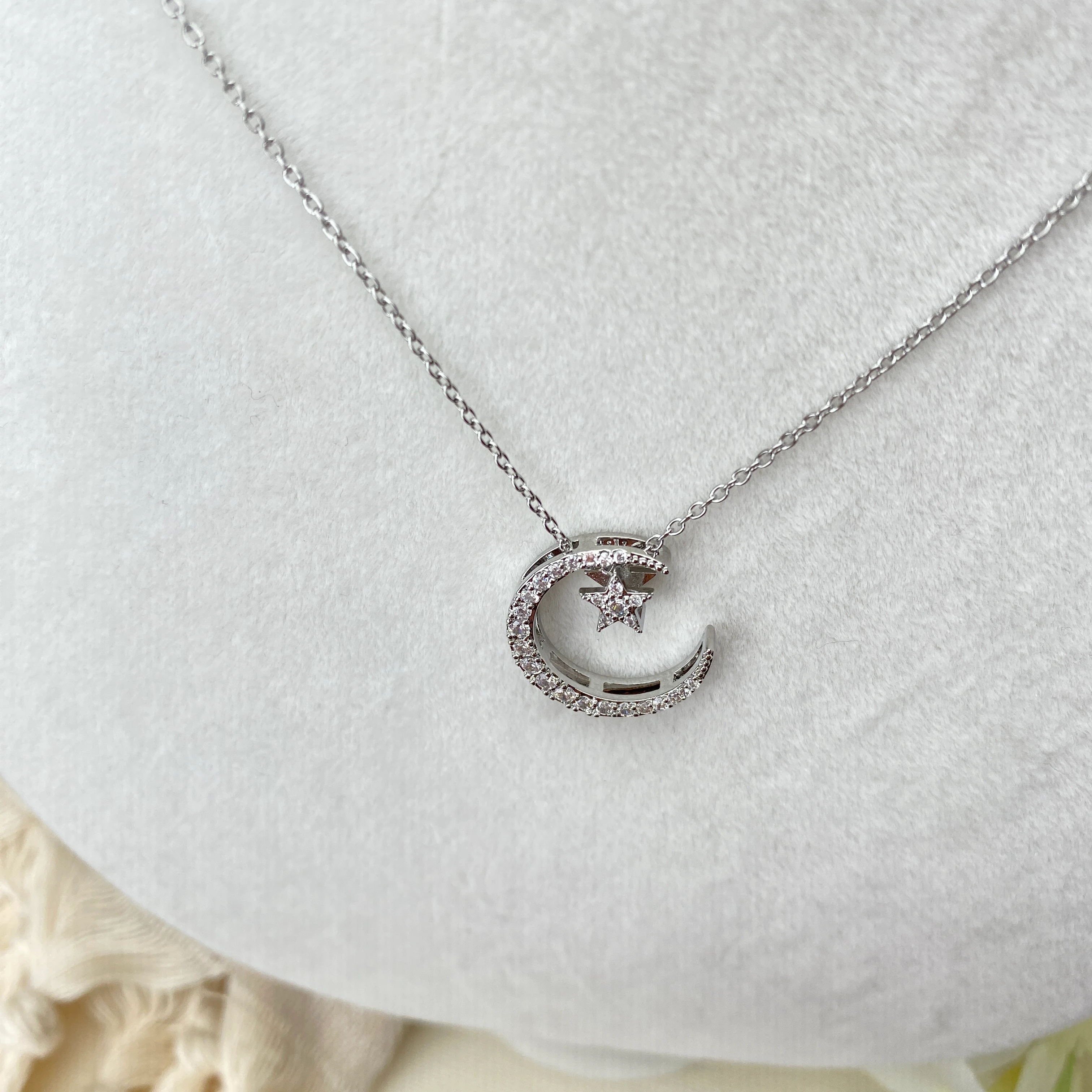 Hilal Yıldız Ay Yıldız Kolye Yüksek Kalite 316 L Paslanmaz Çelik Silver 40+5 cm