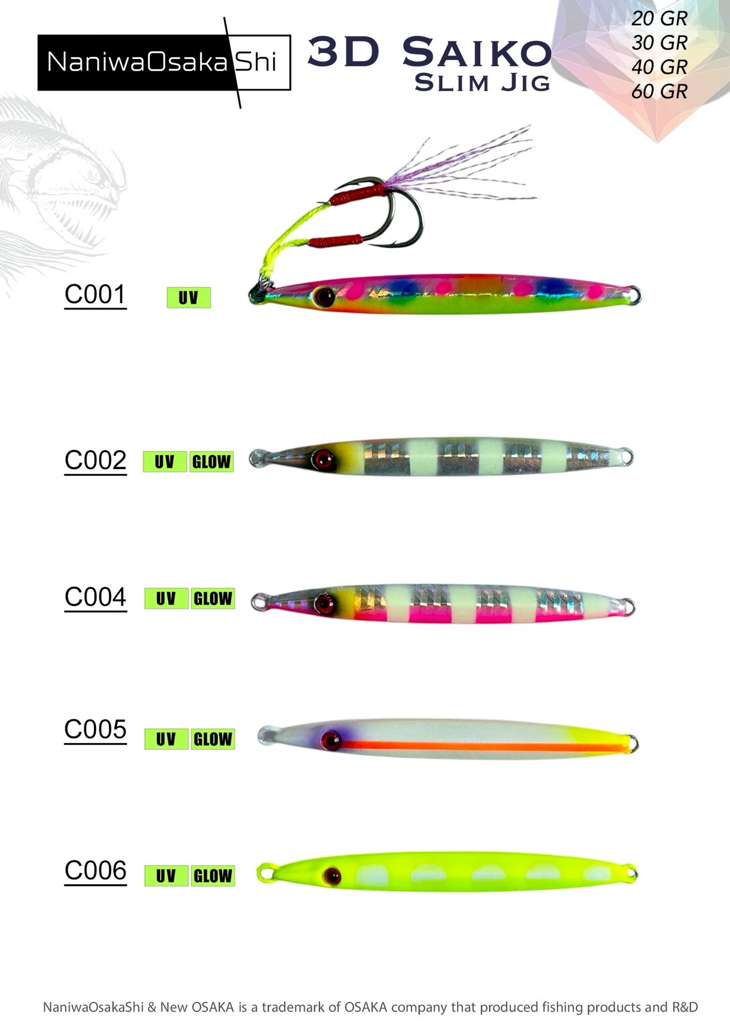 NaniwaOsakaShi 3D Saiko Slim Jig 20Gr