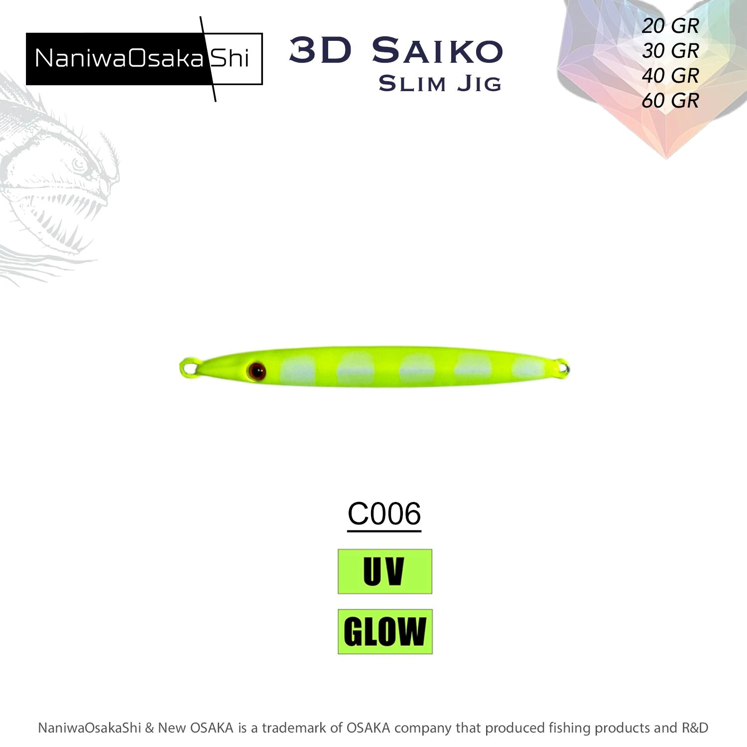 NaniwaOsakaShi 3D Saiko Slim Jig 60Gr