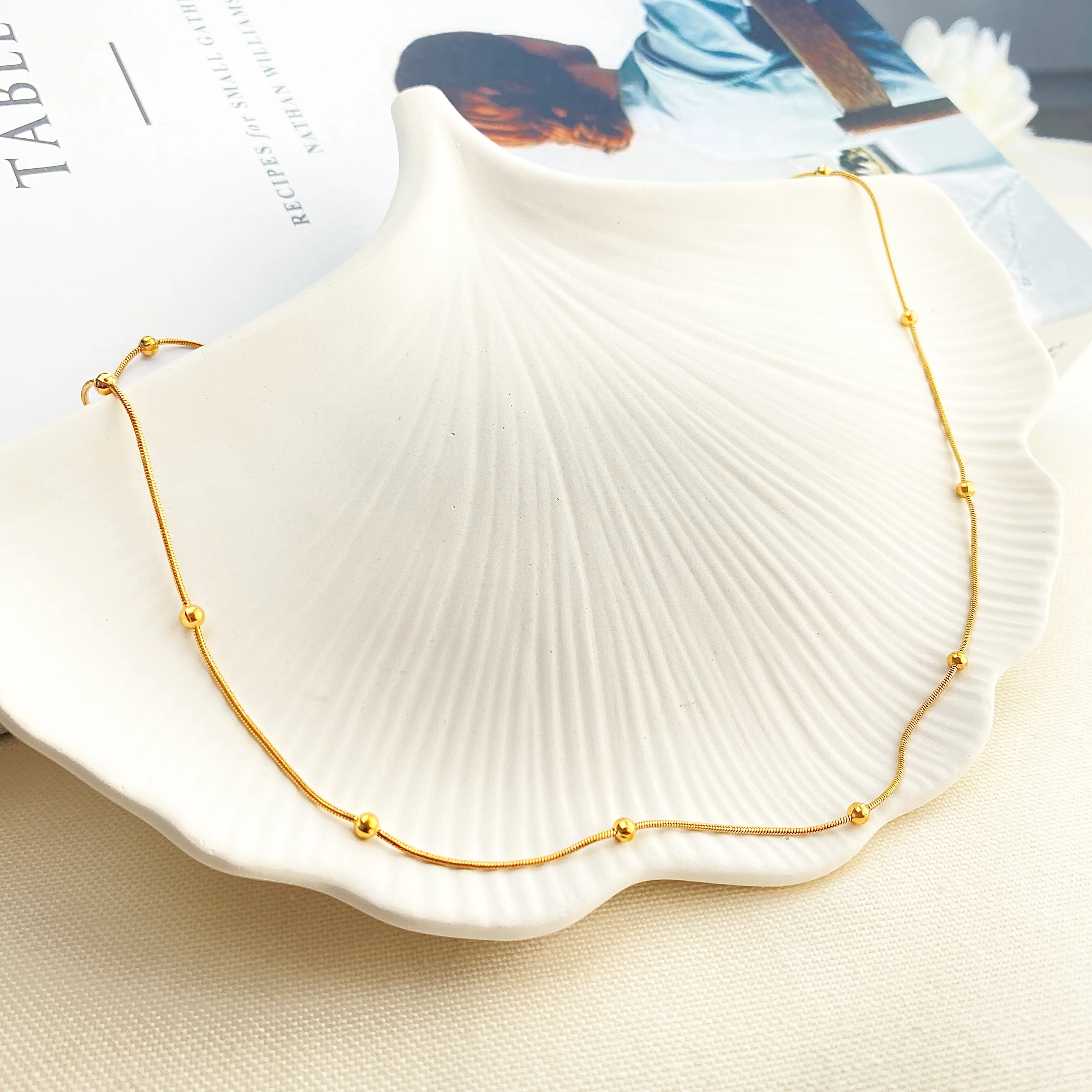 Kolye Dorika Topcuklu Model 316l Paslanmaz Çelik Gold 45 5cm