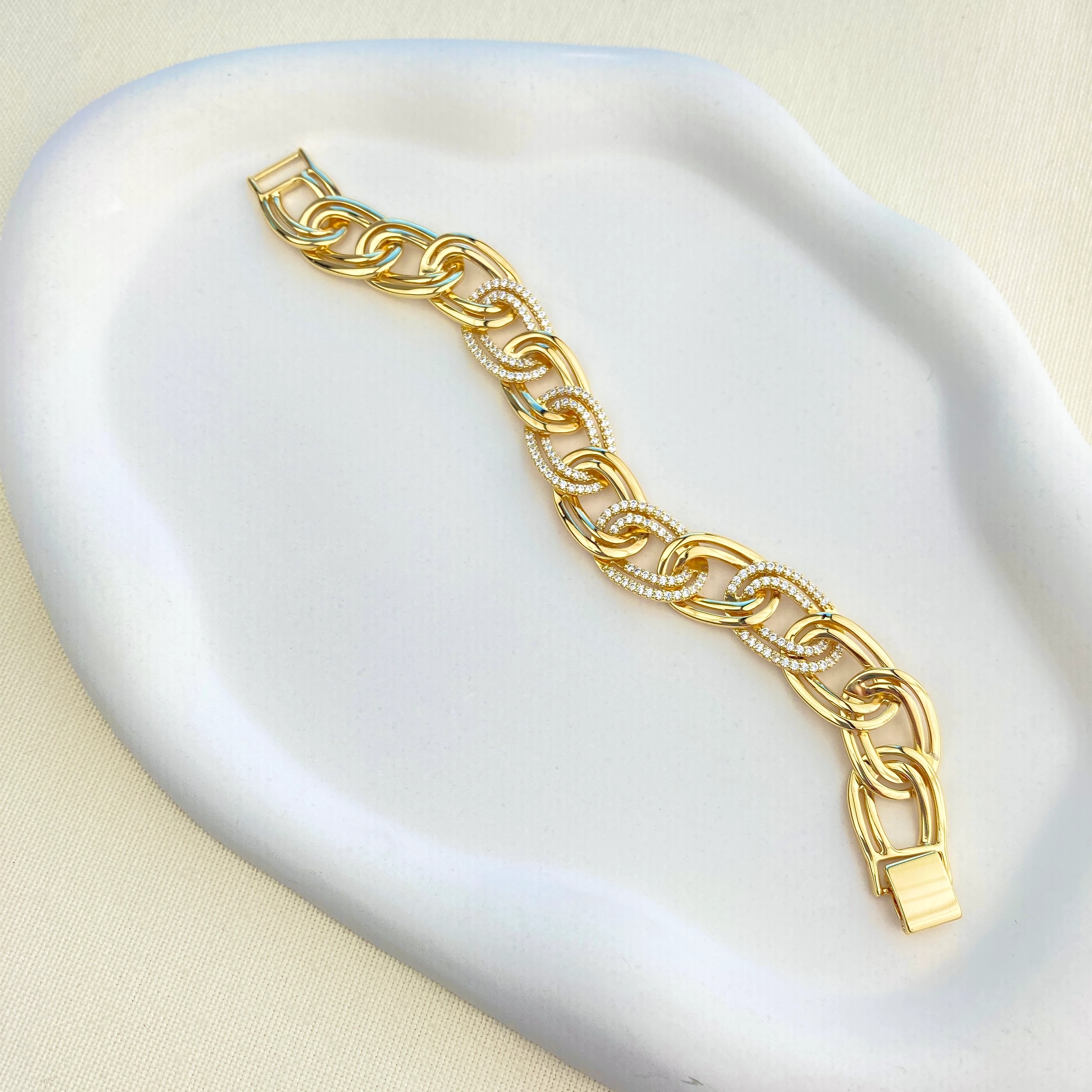 Kadın Bileklik Kalın Samanyolu Bileklik Kuyumcu Model Gold 18 cm