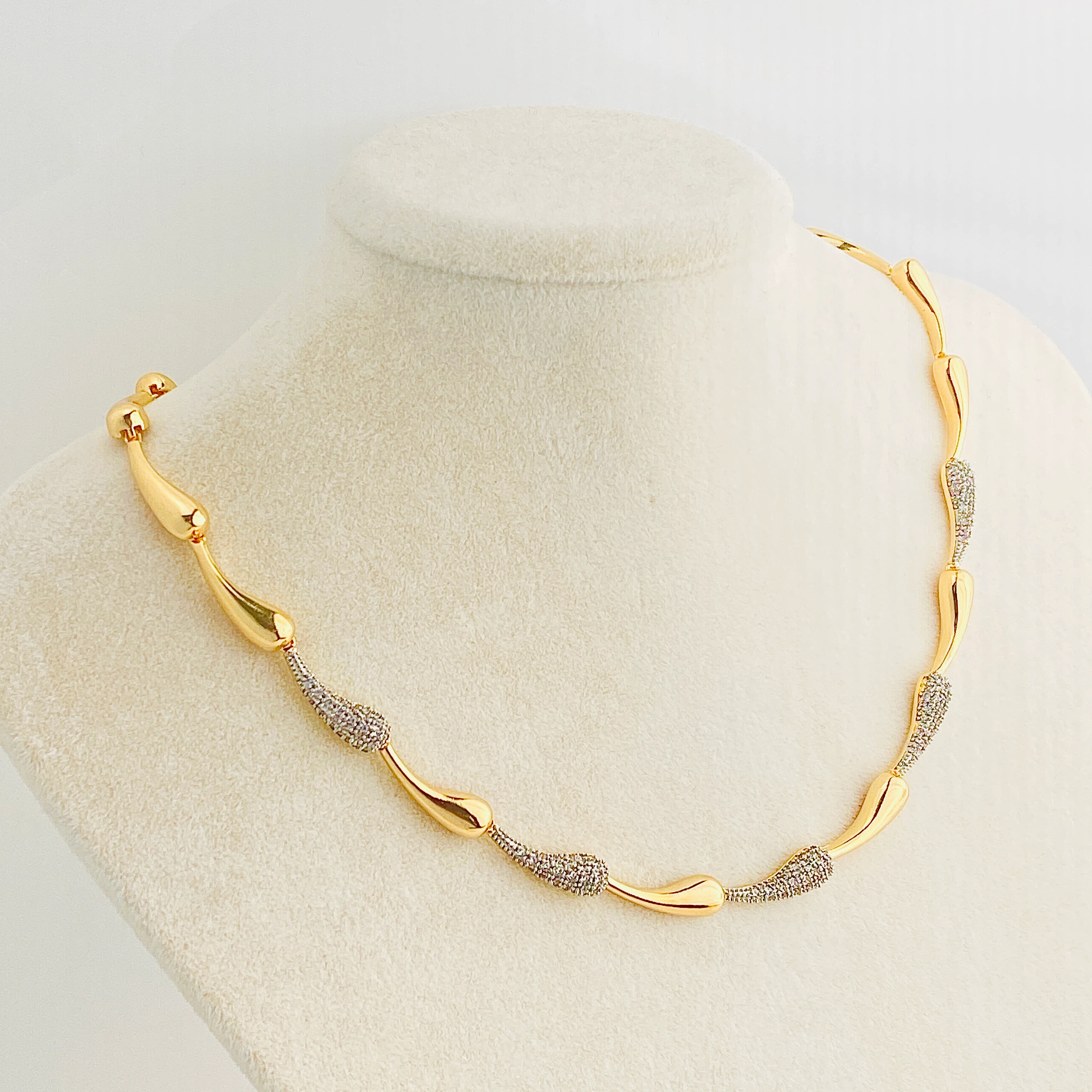 Damla Kolye Sıralı Damla Botte Kolye 40 cm Gold Gümüş