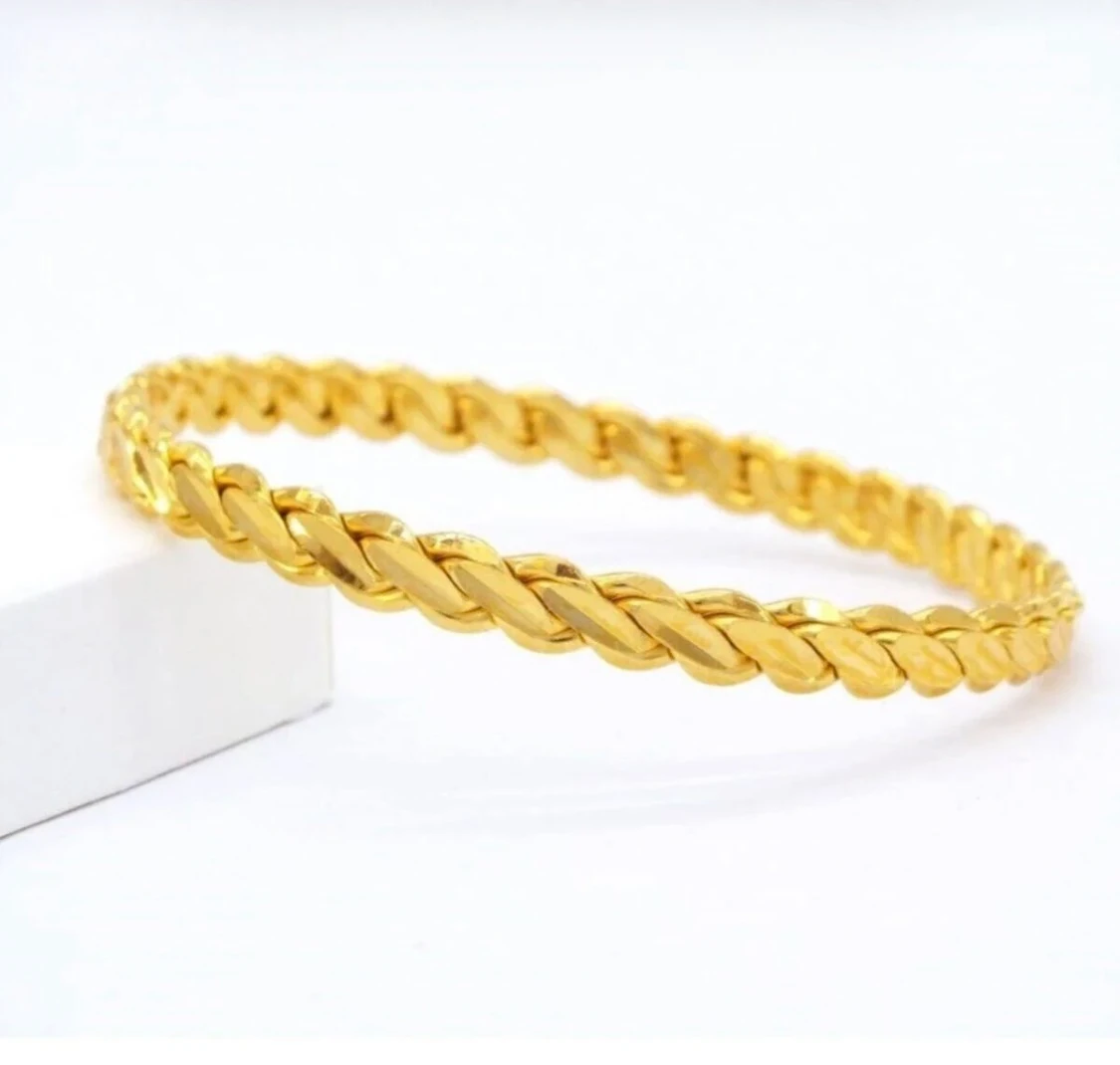 22 Ayar Altın Kaplama Burma Bilezik 3 Telli Adana Burması İmitasyon Bilezik (1 Adet)