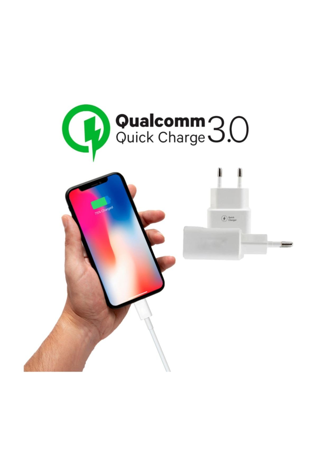 Usb Qc 3.0a Quik Charge 3.0 Hızlı Seyahat Şarj Cihazı Siyah