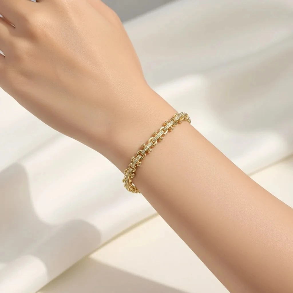 Kadın Bileklik T Model Bileklik Kararmaz Xuping Vip Seri 14 Ayar Gold 19cm